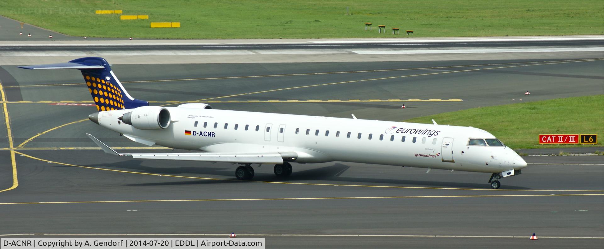 D-ACNR, 2011 Bombardier CRJ-900LR (CL-600-2D24) C/N 15263, Eurowings (Germanwings sticker), is here taxiing to the gate at Düsseldorf Int'l(EDDL)
