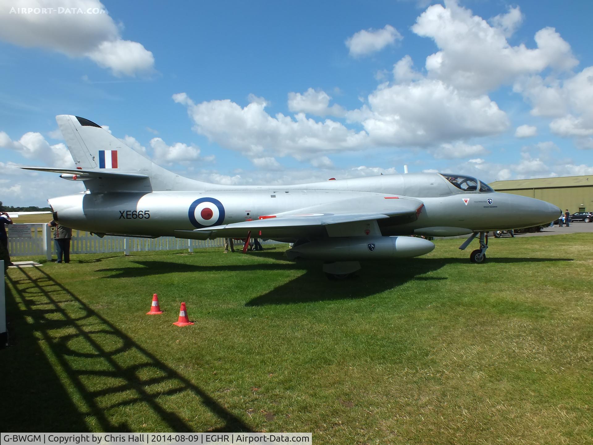 G-BWGM, 1955 Hawker Hunter T.8C C/N HABL-003008, at Goodwood airfield