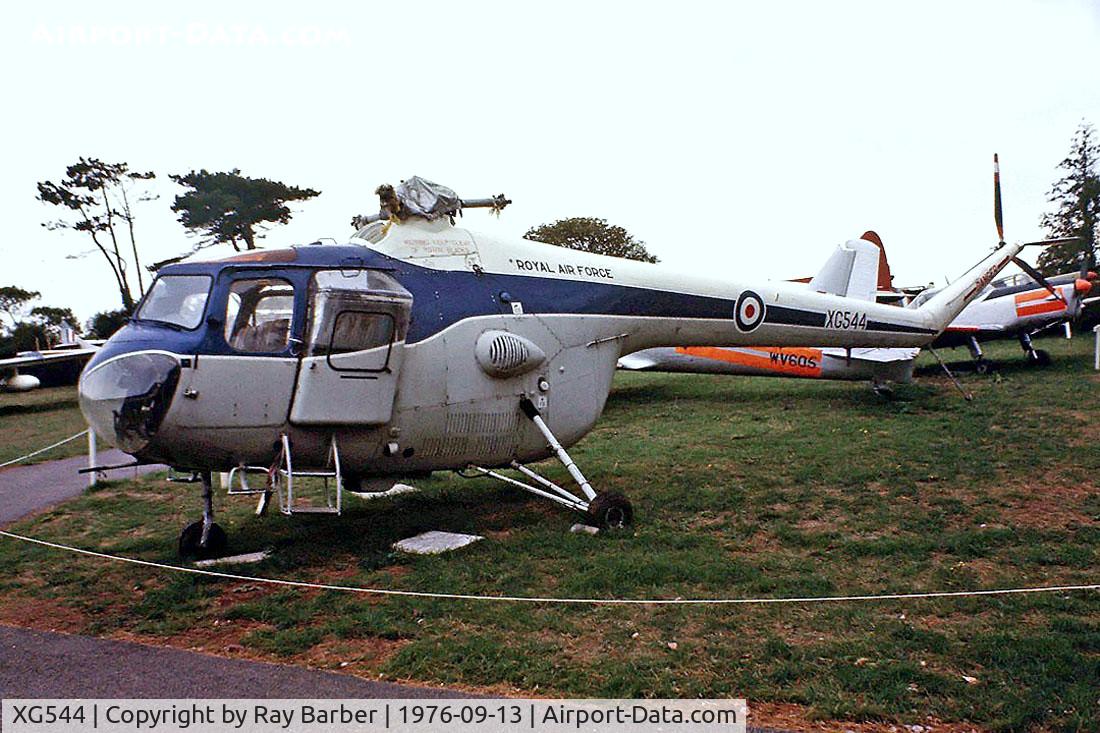 XG544, 1956 Bristol 171 Sycamore HR.14 C/N 13384, Bristol B.171 HR.14 Sycamore [13384] (Royal Air Force) Torbay Aircraft Museum, Paignton~G 13/09/1976 From a slide.