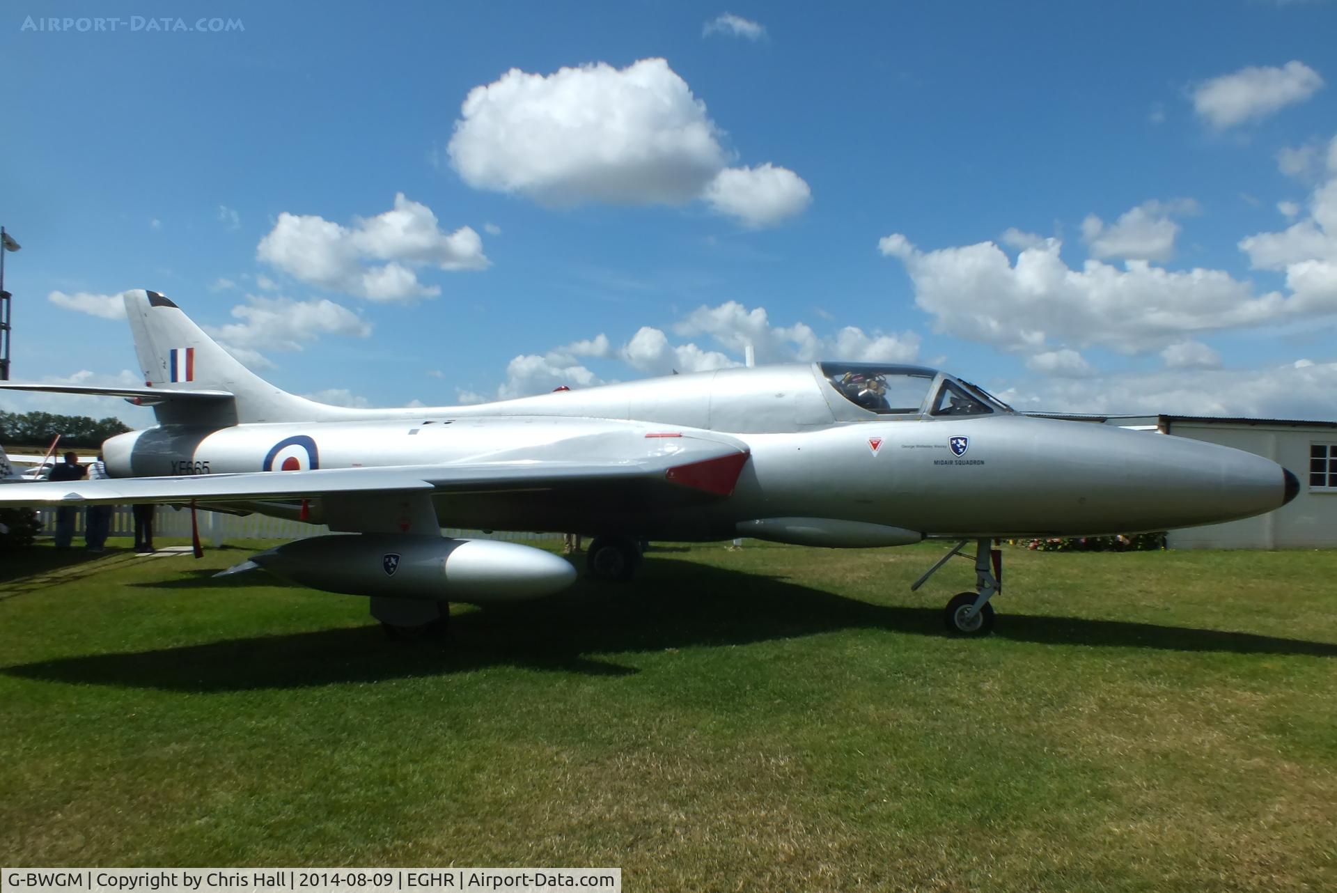 G-BWGM, 1955 Hawker Hunter T.8C C/N HABL-003008, at Goodwood airfield