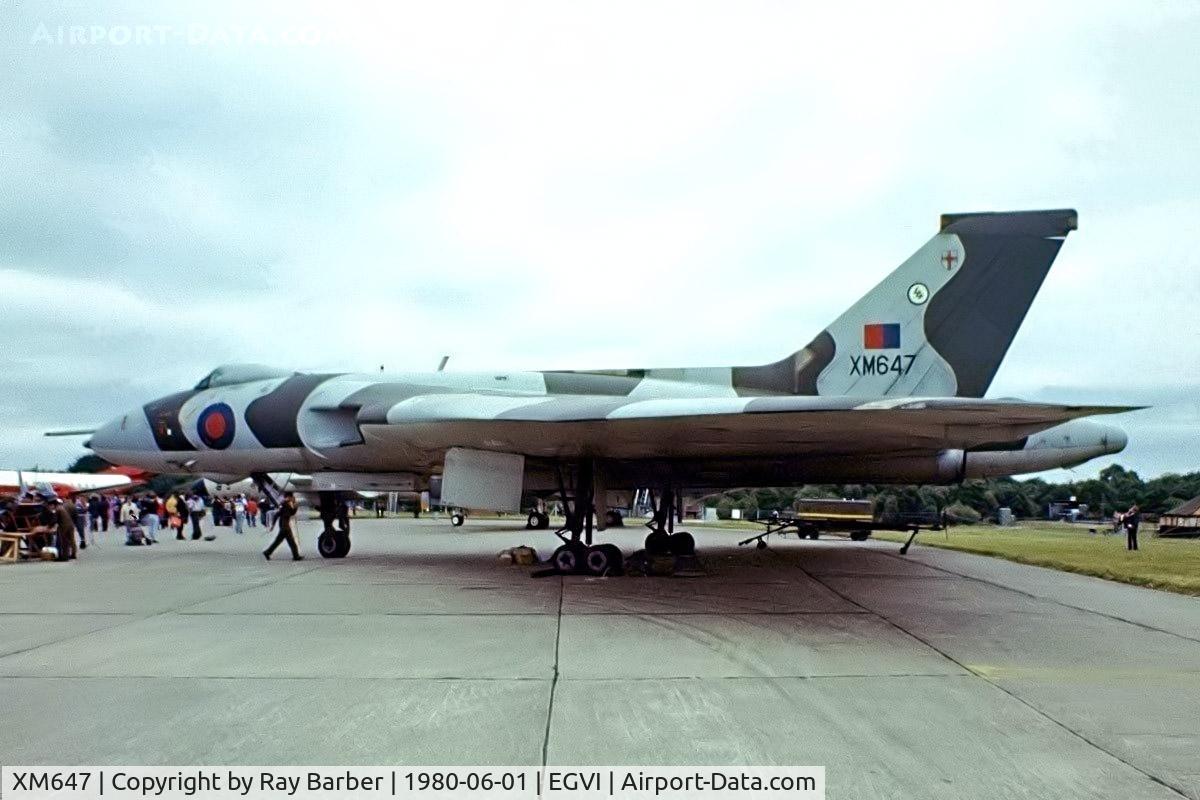XM647, 1964 Avro Vulcan B.2 C/N Set 79, Avro 698 Vulcan B.2 [SET79] (Royal Air Force) RAF Greenham Common~G 01/06/1980. From a slide.