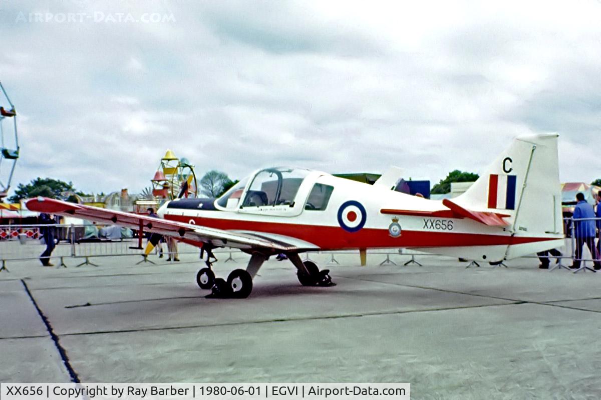 XX656, 1974 Scottish Aviation Bulldog T.1 C/N BH.120/314, Scottish Aviation SA.120 Bulldog T.1 [BH120/314] (Royal Air Force) RAF Greenham Common~G 01/06/1980. From a slide.