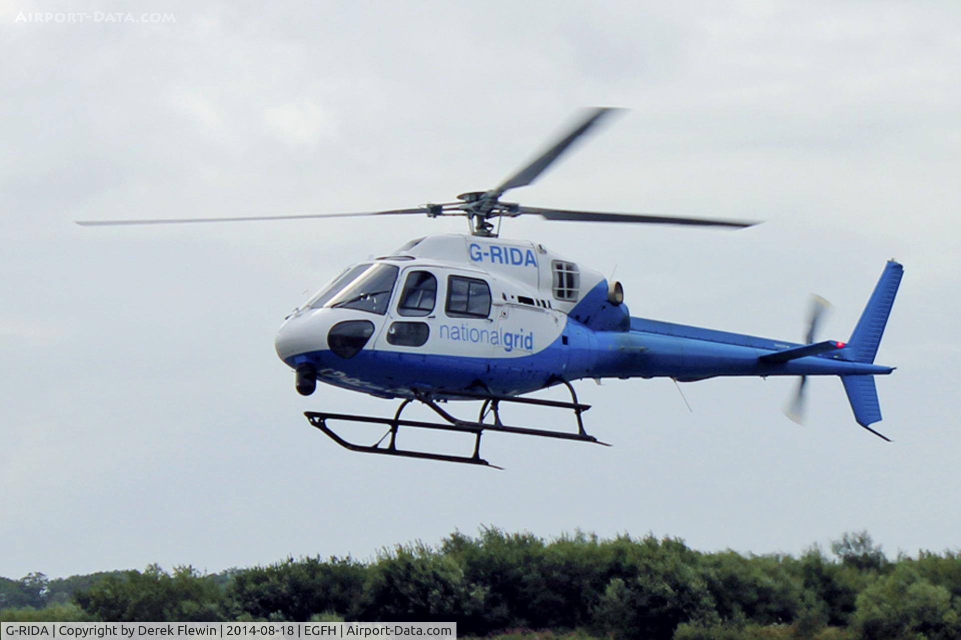 G-RIDA, 2007 Eurocopter AS-355NP Ecureuil 2 C/N 5734, Ecureuil 2, operated by the National grid seen hover taxxing  to the pumps at EGFH.