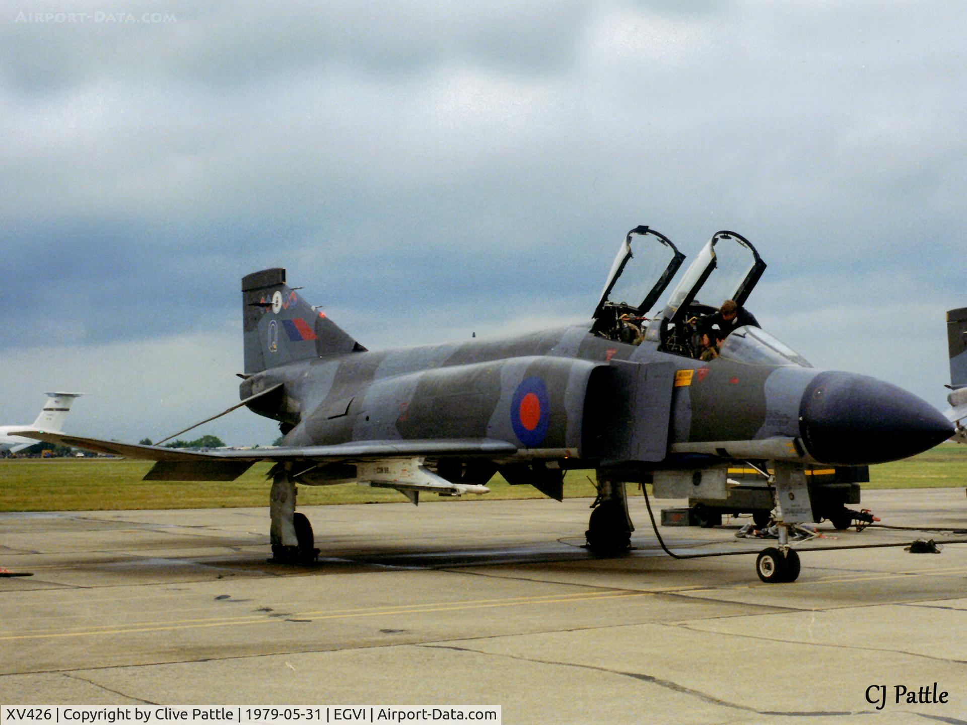 XV426, 1969 McDonnell Douglas Phantom FGR2 C/N 3100/9256, Scanned from print. Phantom FGR.2 XV426 coded 'Q' of 228 OCU at the IAT Greenham Common May '79