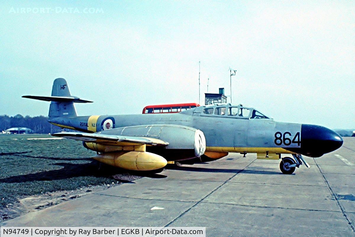 N94749, 1951 Gloster Meteor NF.11 C/N Not found N94749, Gloster Meteor TT.20 (Unknown) Biggin Hill~G 17/05/1975. From a slide.