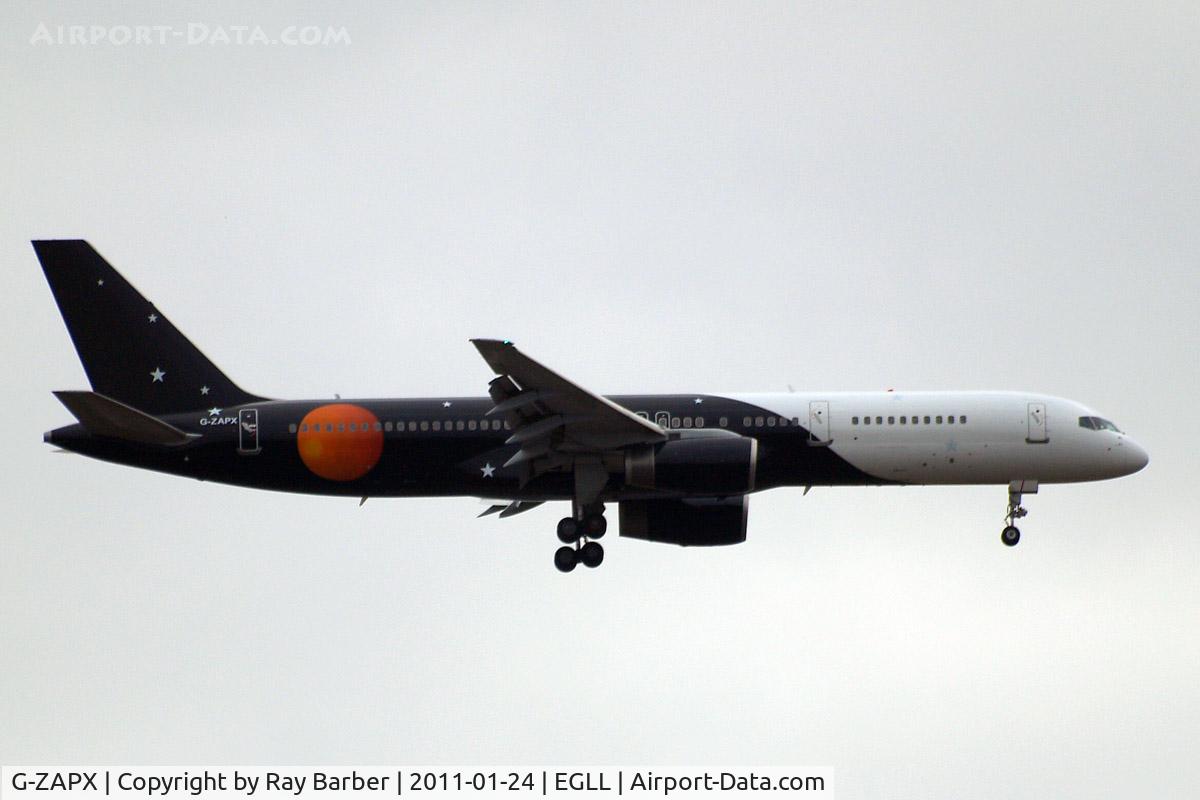 G-ZAPX, 2000 Boeing 757-256 C/N 29309, Boeing 757-256 [29309] (Titan Airways) Home~G 24/01/2011. On approach 27L.