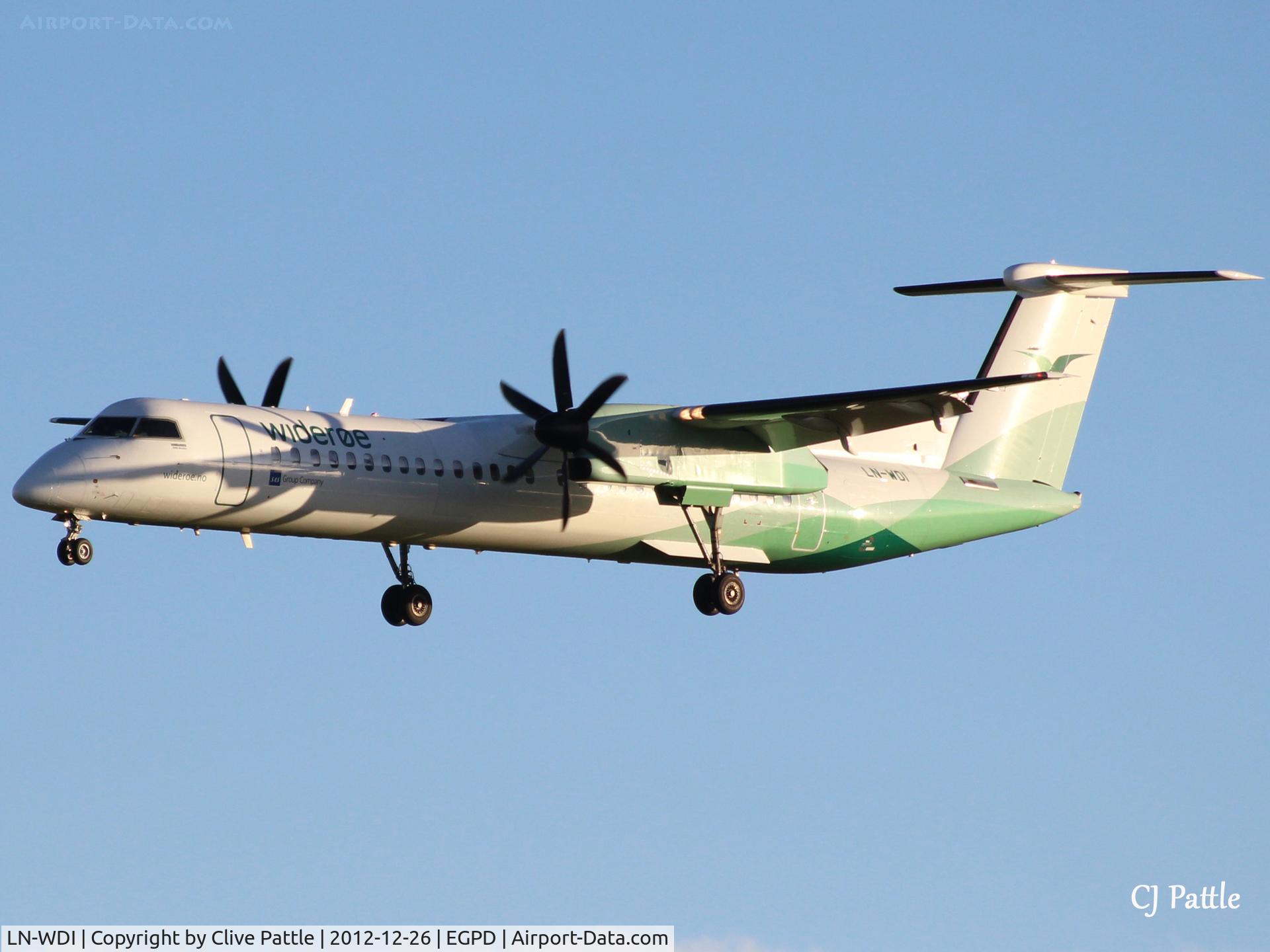 LN-WDI, 2009 De Havilland Canada DHC-8-402Q Dash 8 C/N 4286, Sunset landing at Aberdeen EGPD