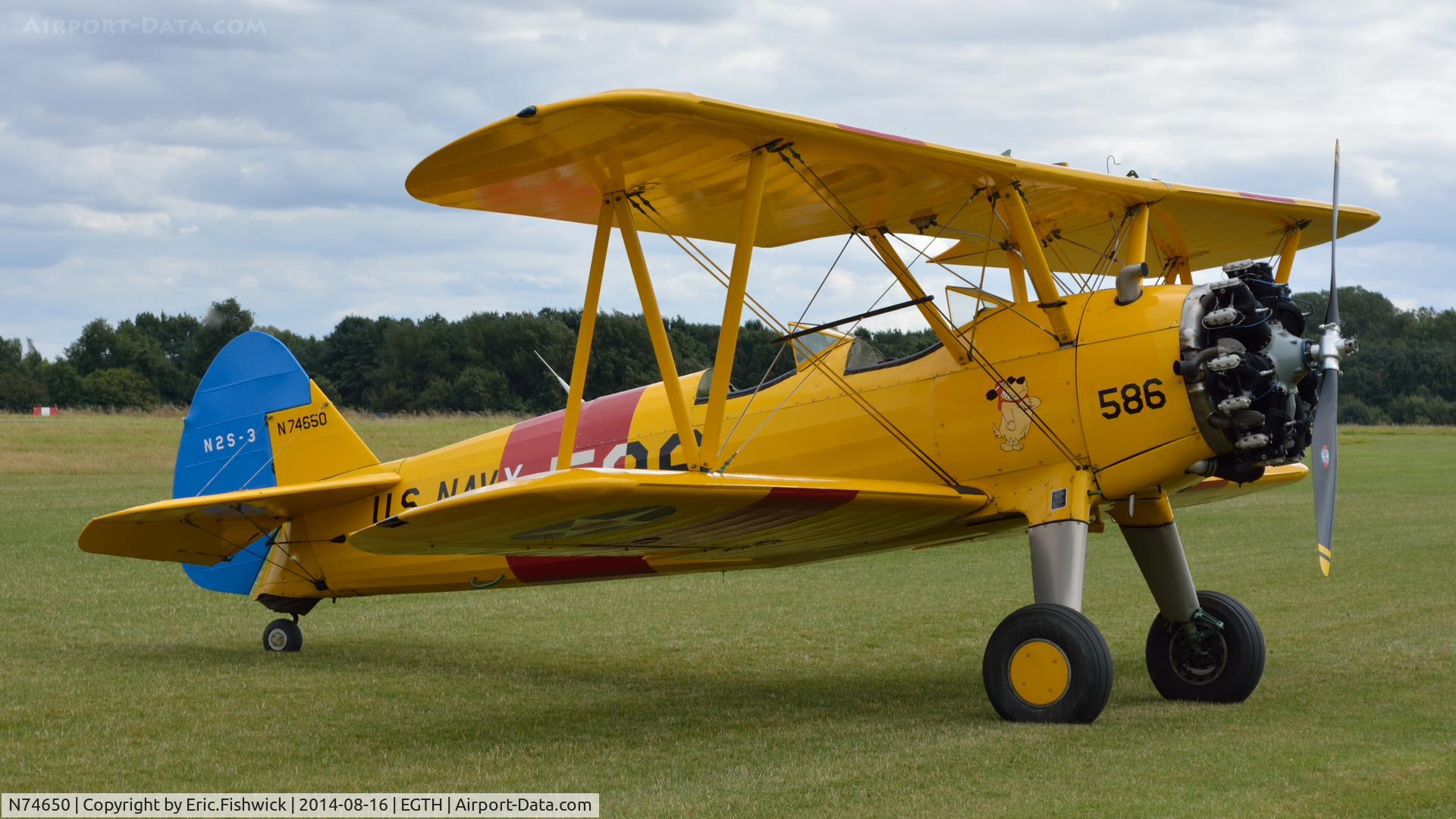 N74650, 1943 Boeing A75N1(PT17) C/N 75-7478, 2 N74650 at The Shuttleworth Collection Flying Proms, Aug. 2014.