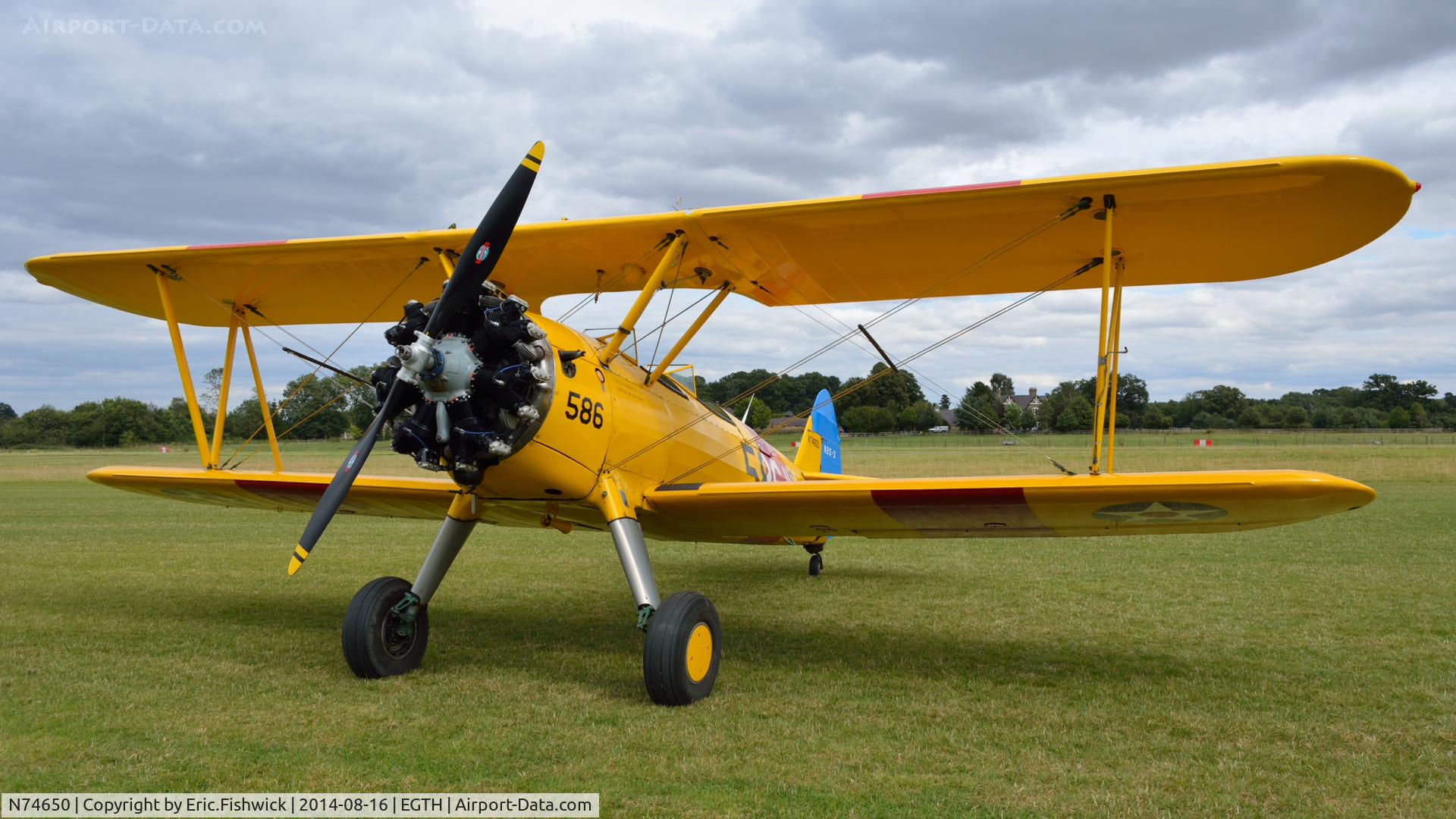 N74650, 1943 Boeing A75N1(PT17) C/N 75-7478, 3. N74650 at The Shuttleworth Collection Flying Proms, Aug. 2014.