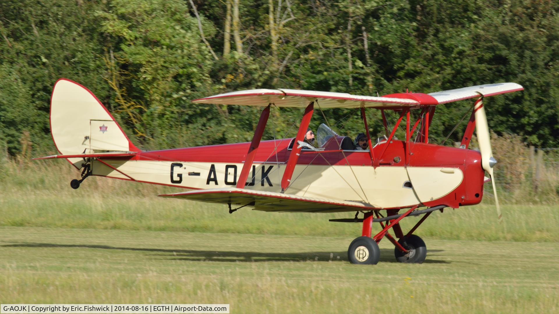 G-AOJK, 1939 De Havilland DH-82A Tiger Moth II C/N 82813, 2. G-AOJK arriving at The Shuttleworth Collection Flying Proms, Aug. 2014.