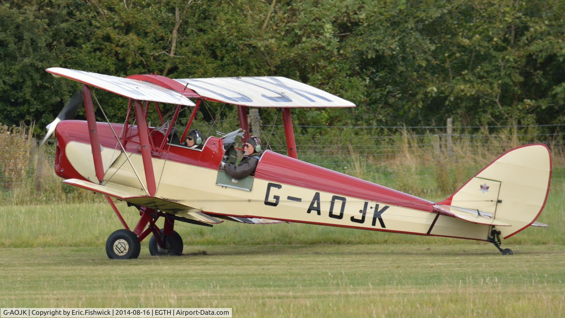 G-AOJK, 1939 De Havilland DH-82A Tiger Moth II C/N 82813, 1. G-AOJK arriving at The Shuttleworth Collection Flying Proms, Aug. 2014.