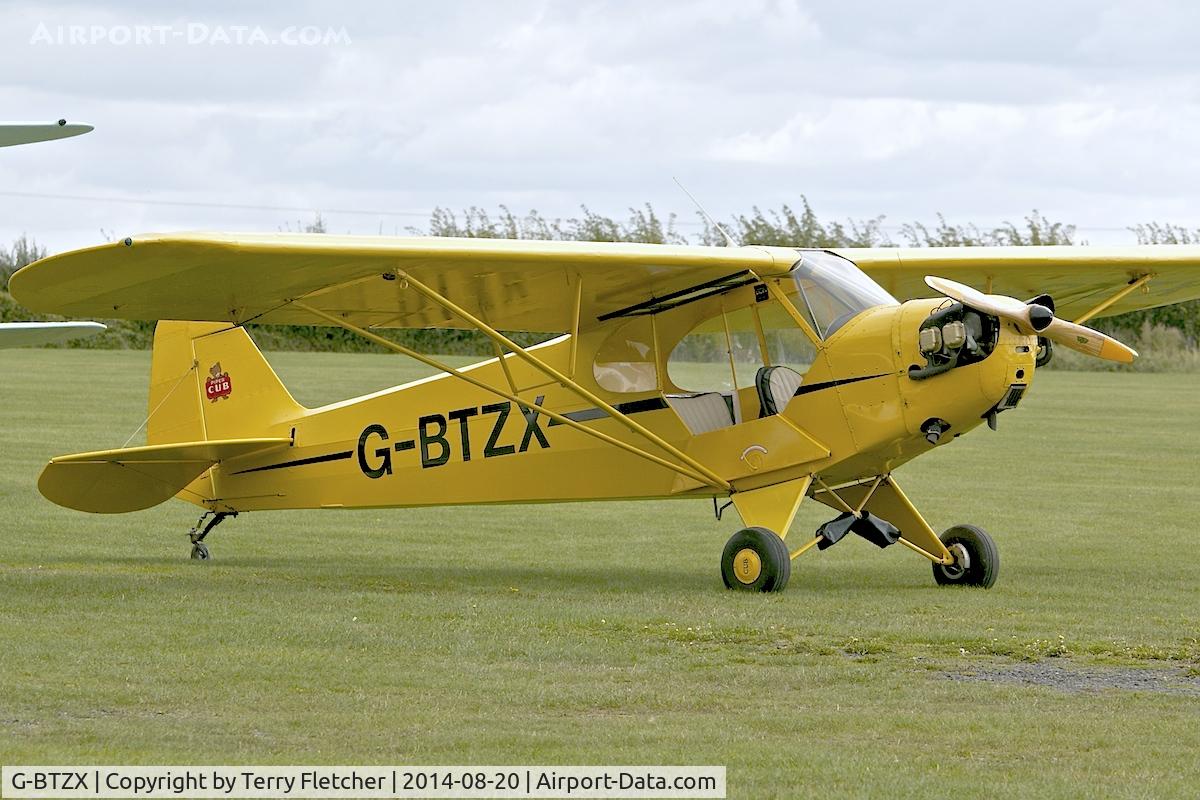 G-BTZX, 1949 Piper J3C-65 Cub Cub C/N 18871, Visitor to the 2014 Midland Spirit Fly-In at Bidford Gliding Centre