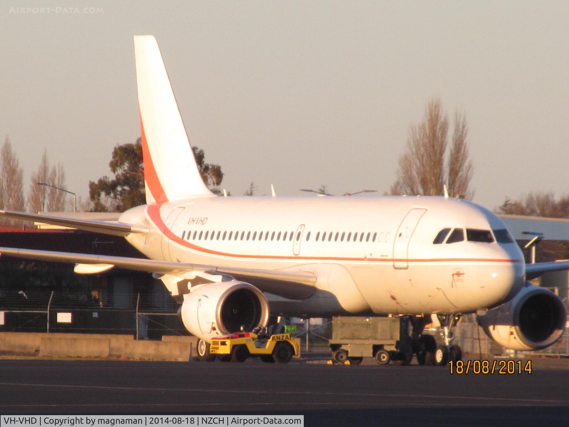 VH-VHD, 2003 Airbus A319-115LR C/N 1999, awaiting flight south to ice runway