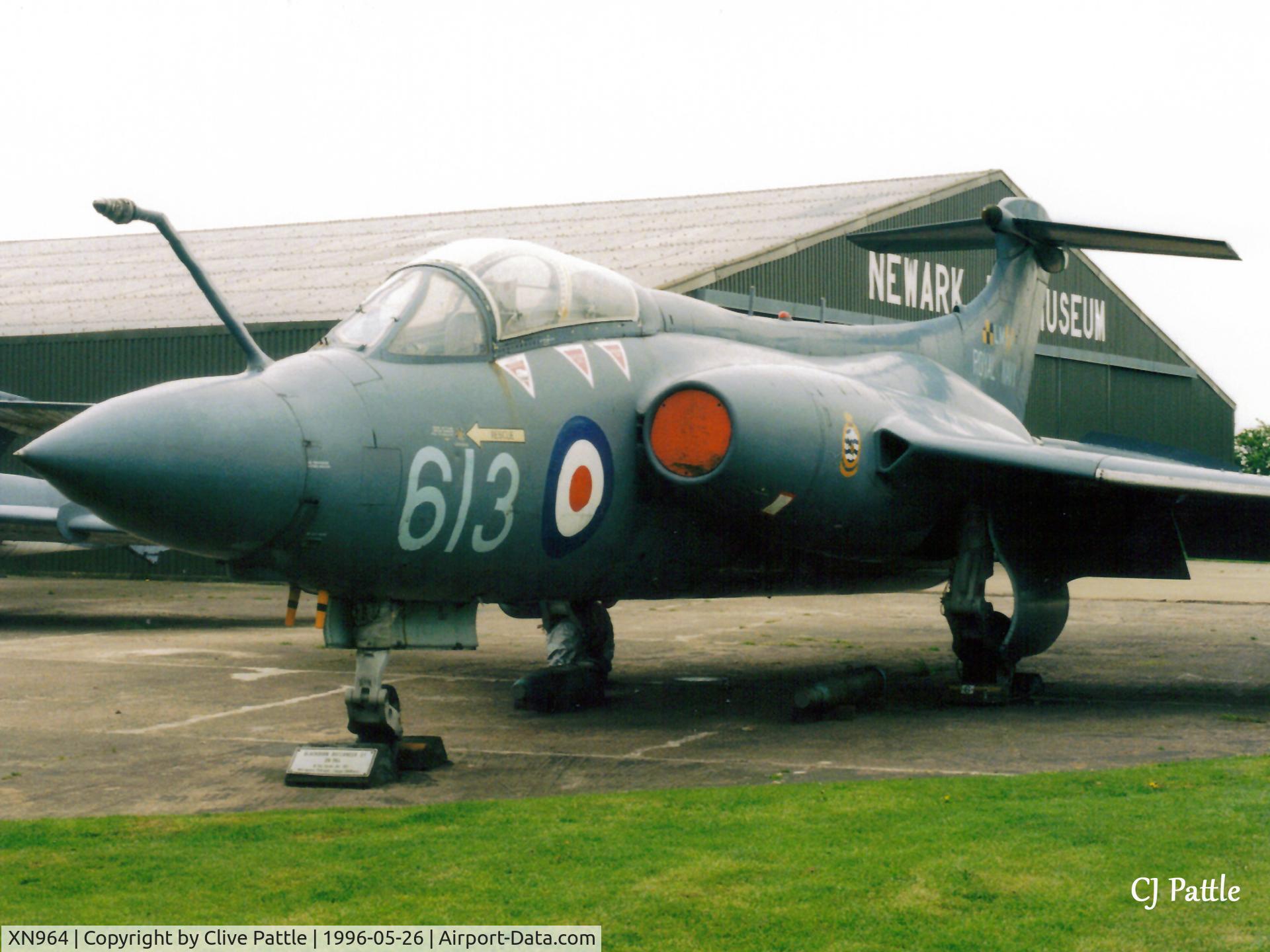 XN964, 1963 Blackburn Buccaneer S.1 C/N B3-19-62, Scanned from print - Buccanear S.1 XN964 coded 613/LM on external display at Winthorpe in May '96