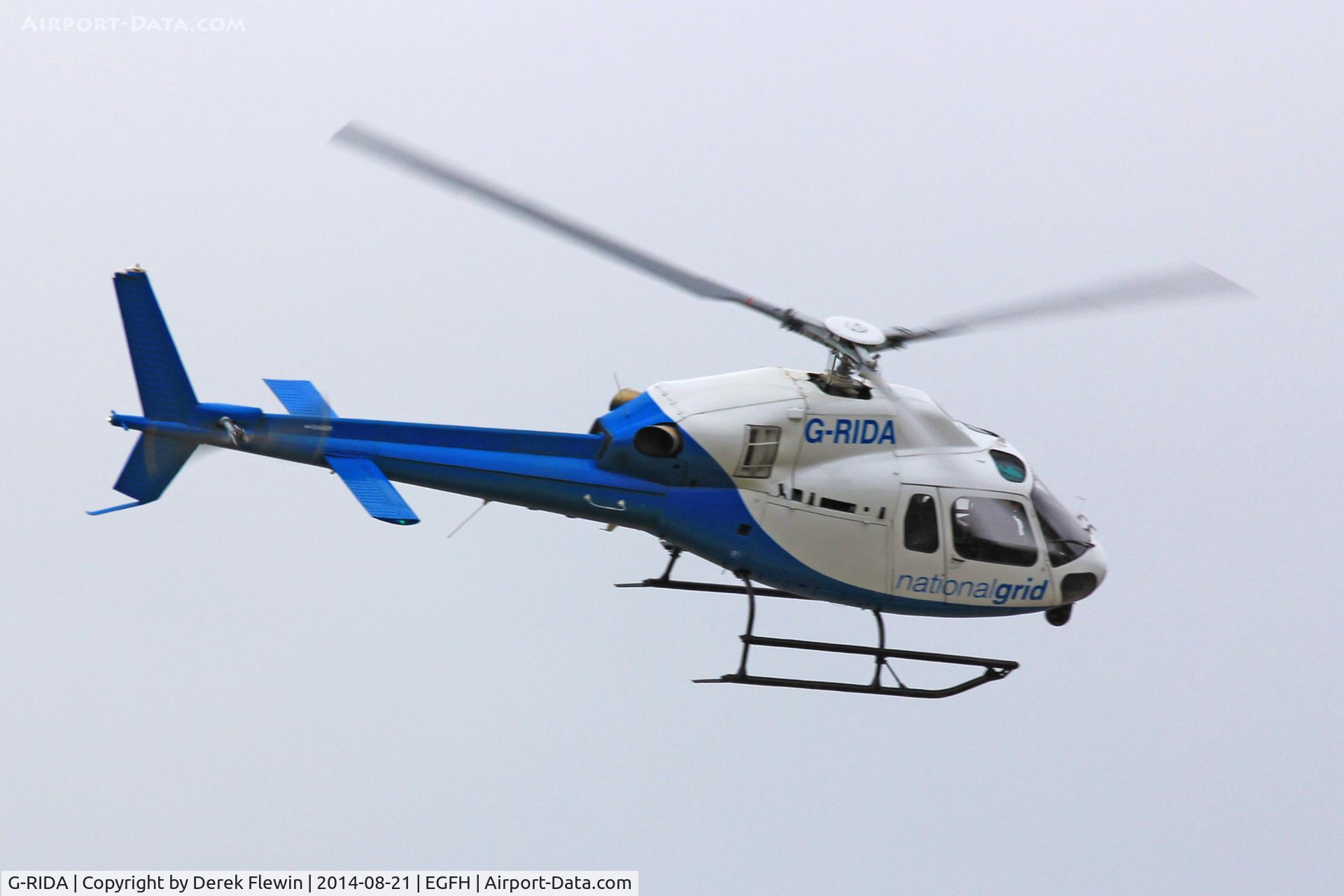G-RIDA, 2007 Eurocopter AS-355NP Ecureuil 2 C/N 5734, Ecureuil 2, operated by the National grid, seen departing EGFH to the North.