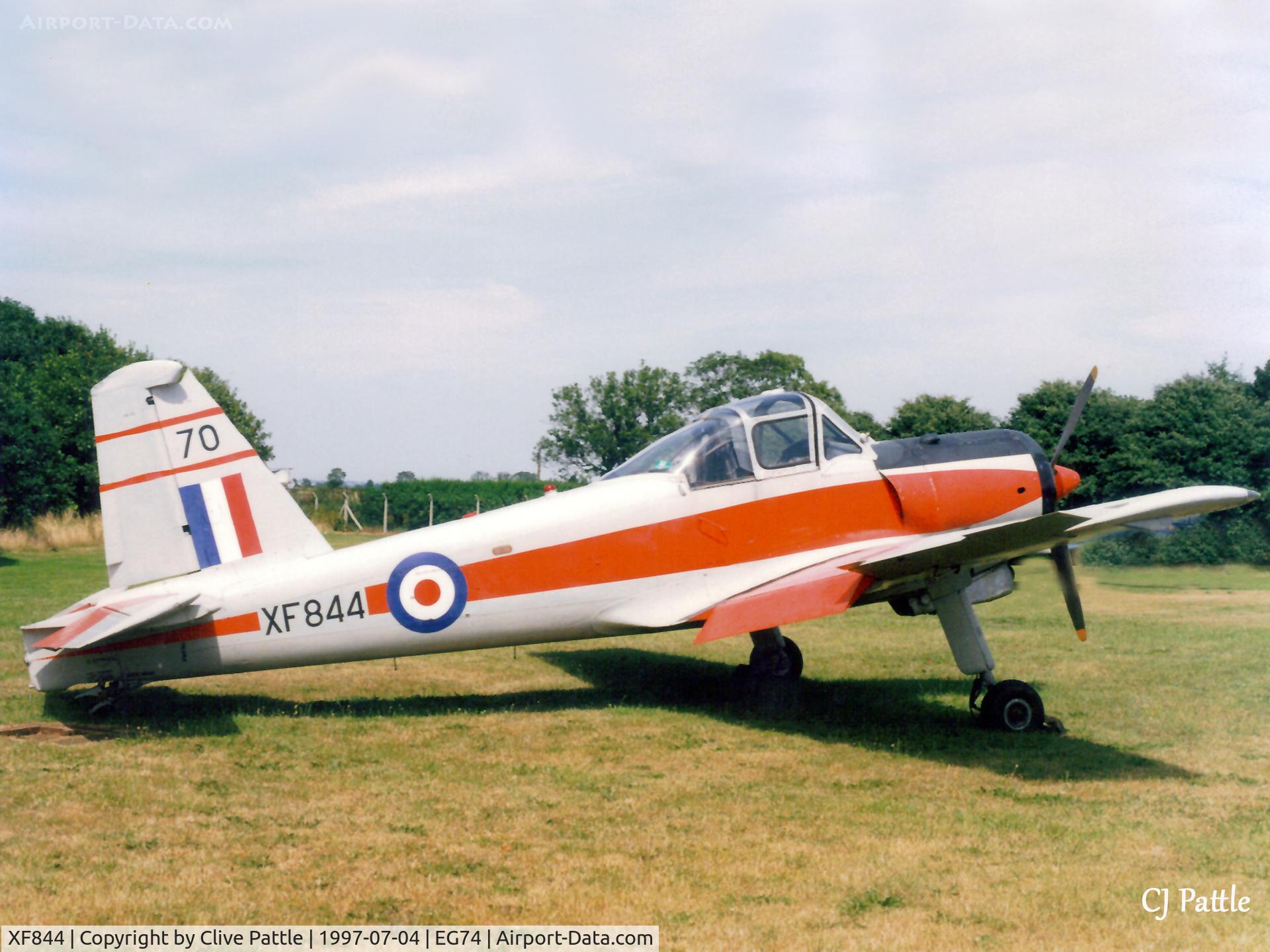 XF844, Percival P-56 Provost T.1 C/N PAC/56/349, Scanned from print - Ex ETPS and apprentices school at RAE Farnborough, XF844 sits in the sun at Bruntingthorpe EG74 in the summer of '97