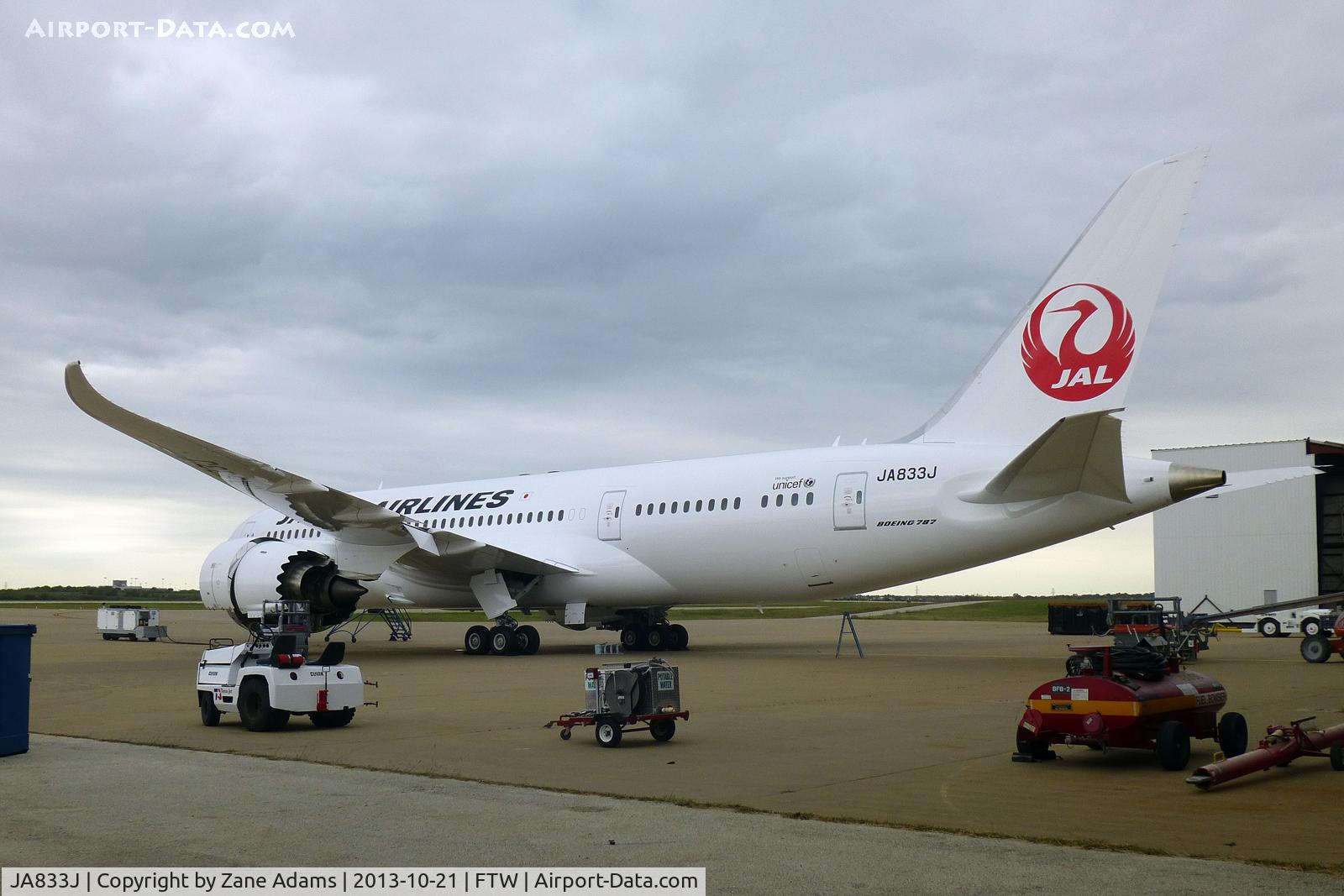 JA833J, 2013 Boeing 787-8 Dreamliner C/N 34846, JAL 787 at Forth Worth Mecham Field