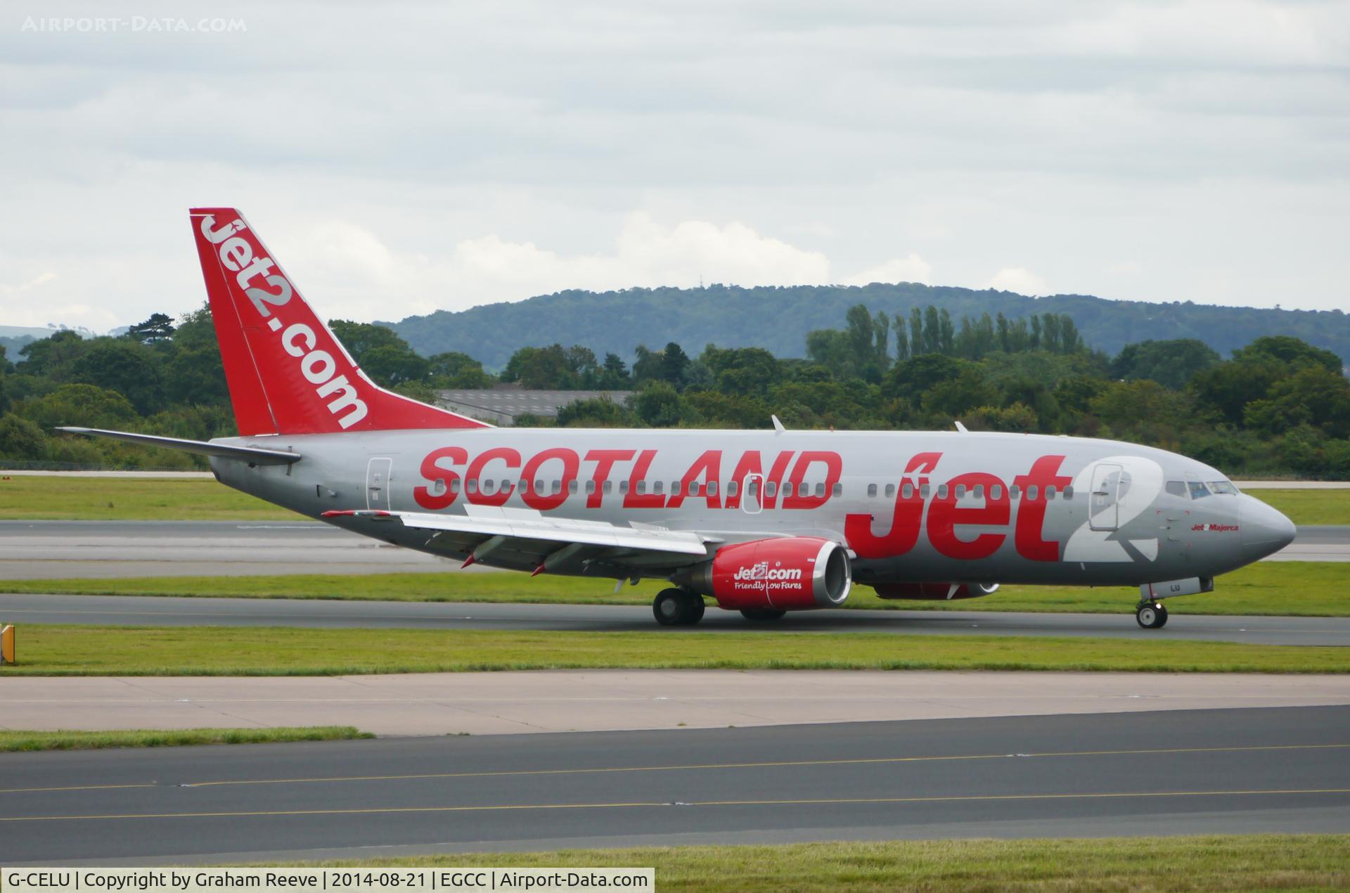 G-CELU, 1986 Boeing 737-377 C/N 23657, Just landed.