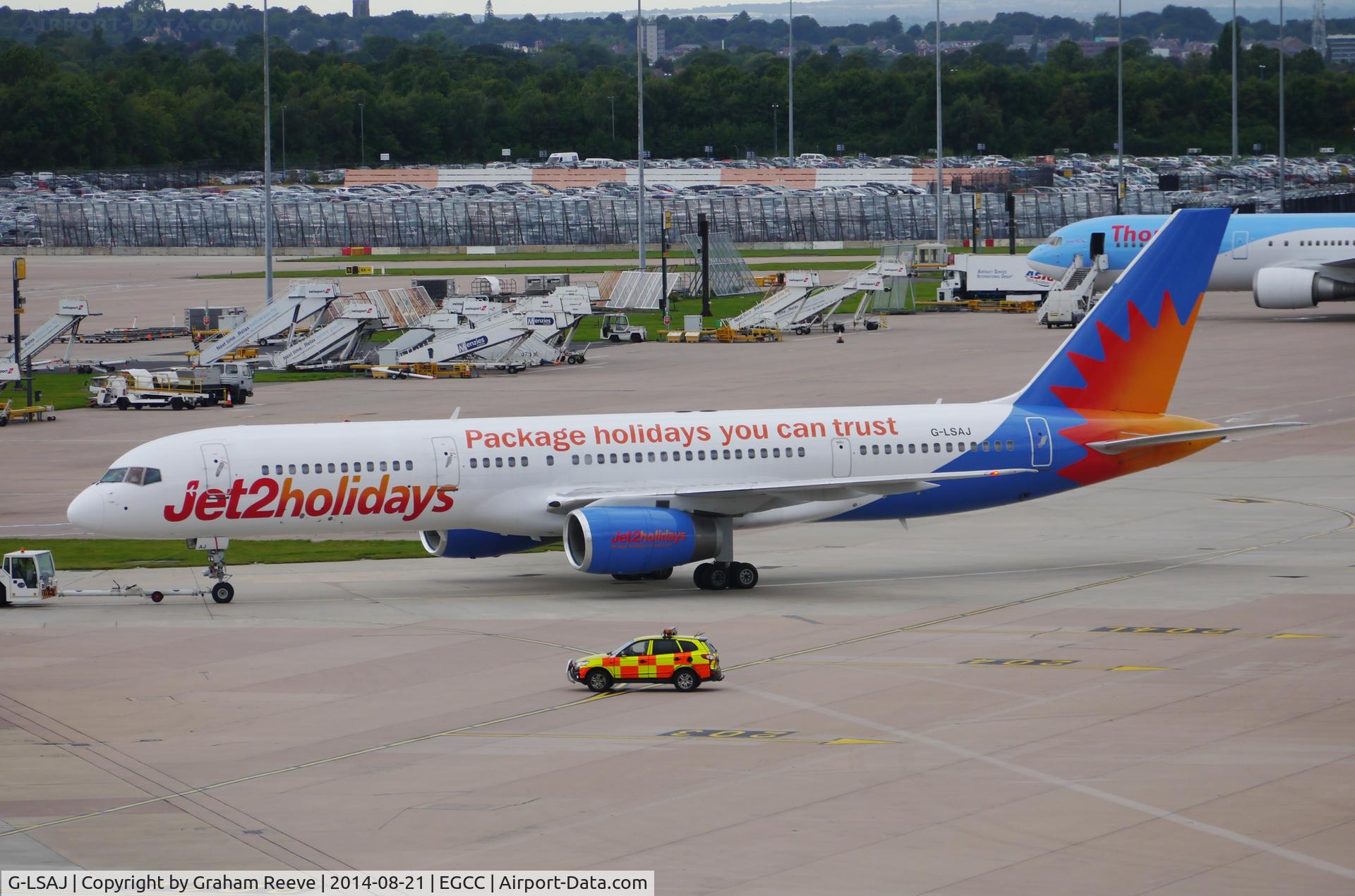 G-LSAJ, 1990 Boeing 757-236 C/N 24793, About to depart.