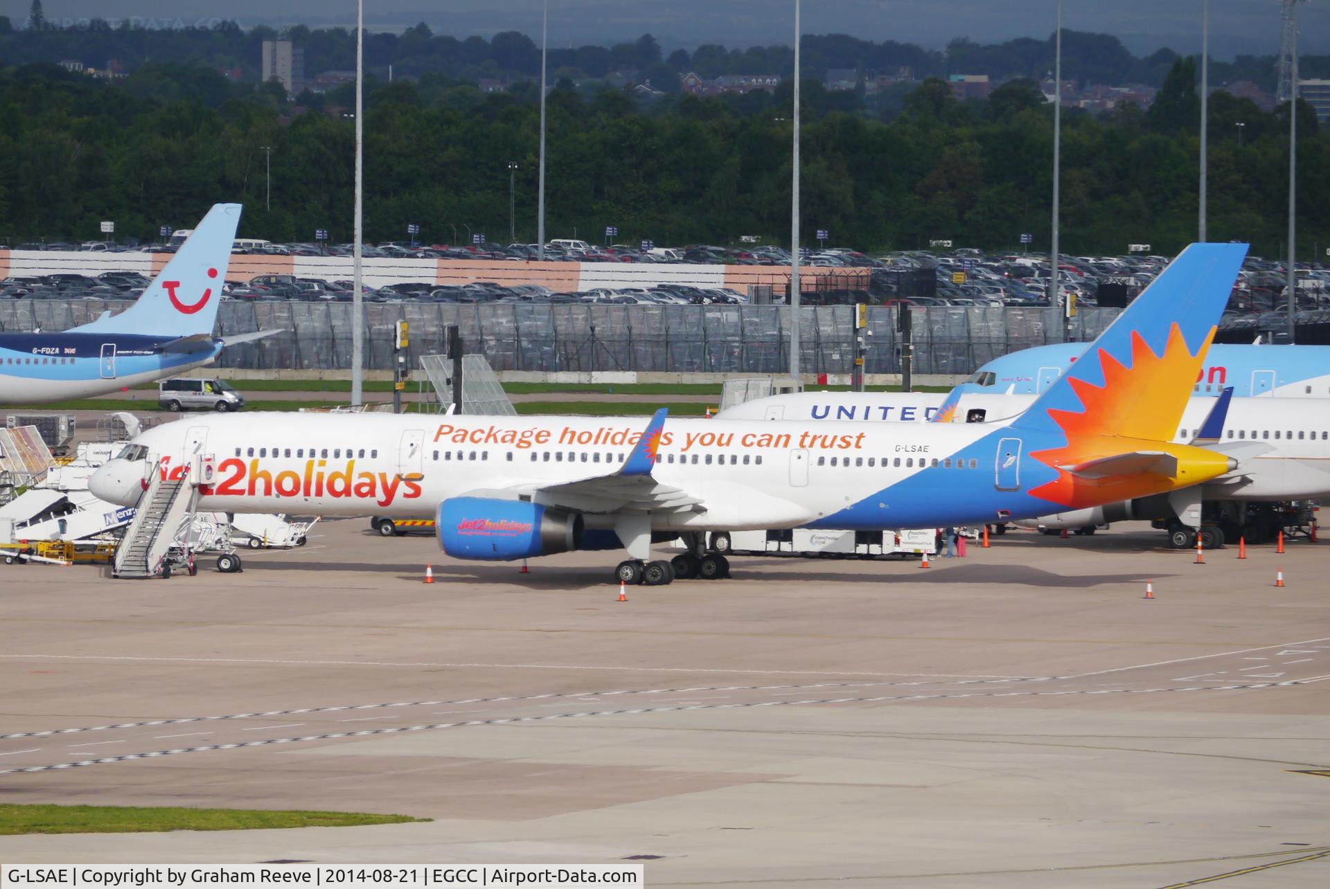 G-LSAE, 1988 Boeing 757-27B C/N 24135, Parked at Manchester.
