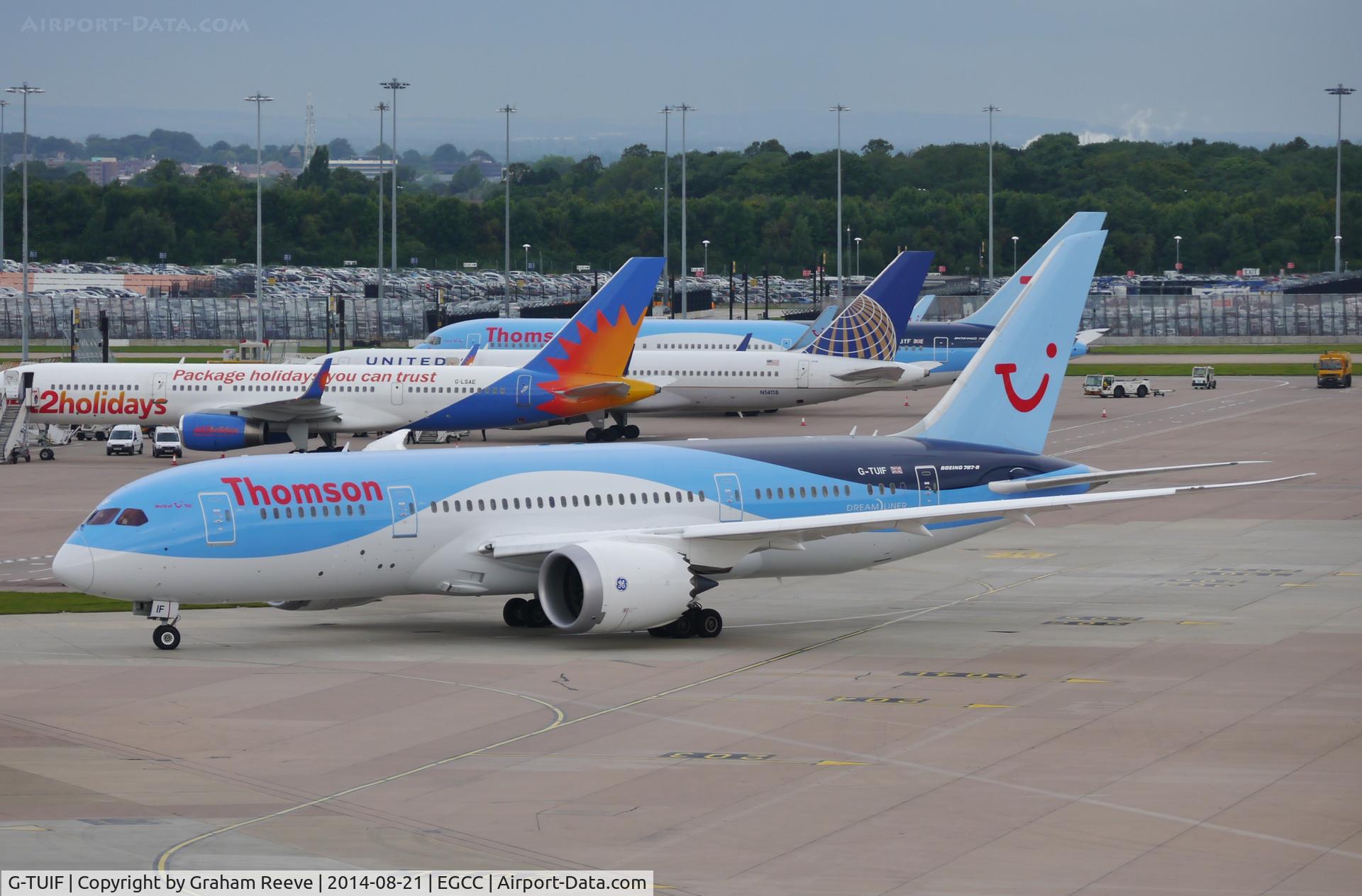 G-TUIF, 2014 Boeing 787-8 Dreamliner C/N 36428, About to depart.