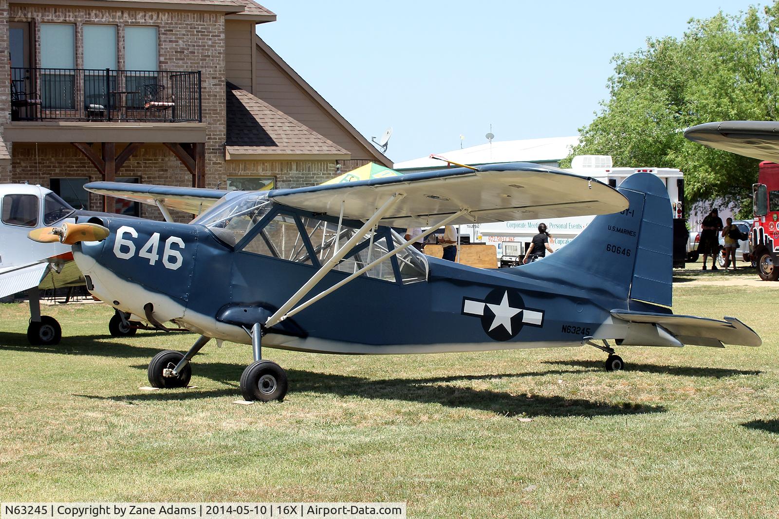 N63245, 1943 Stinson L-5 Sentinel C/N 76-617, At the Propwash Party fly-in 2014