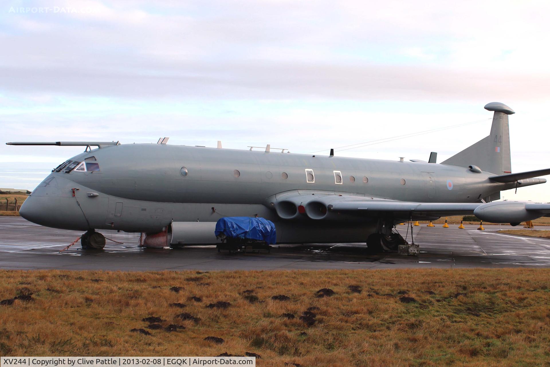 XV244, Hawker Siddeley Nimrod MR.2 C/N 8019, Having been acquired by the local Aviation Group, Morayvia, Nimrod XV244 is seen on display at RAF Kinloss, viewable near the crash gate on the road to Findhorn.