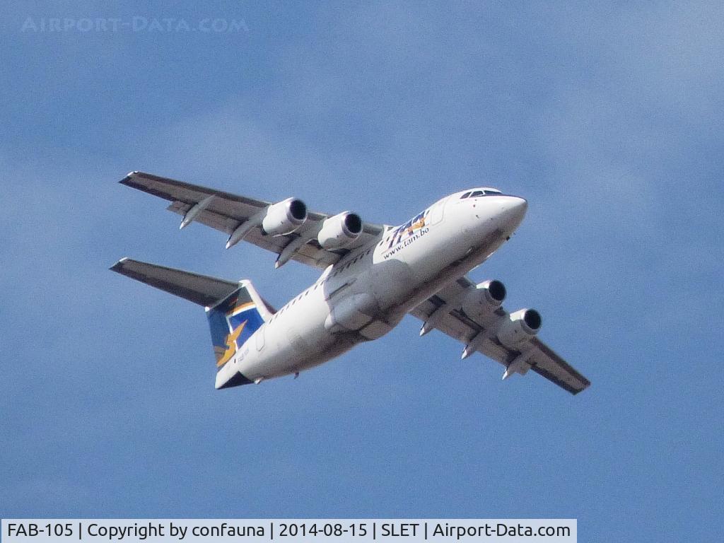 FAB-105, 1984 British Aerospace BAe.146-200 C/N E2022, A scheduled flight of TAM leaving El Trompillo