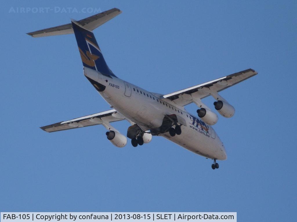 FAB-105, 1984 British Aerospace BAe.146-200 C/N E2022, TAM Arriving to El Trompillo