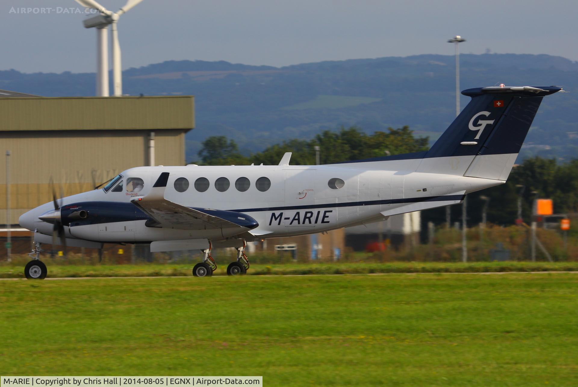 M-ARIE, 2009 Hawker Beechcraft B200GT King Air C/N BY-93, departing from East Mids