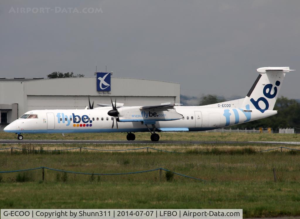 G-ECOO, 2009 De Havilland Canada DHC-8-402Q Dash 8 C/N 4237, Ready for take off rwy 32R