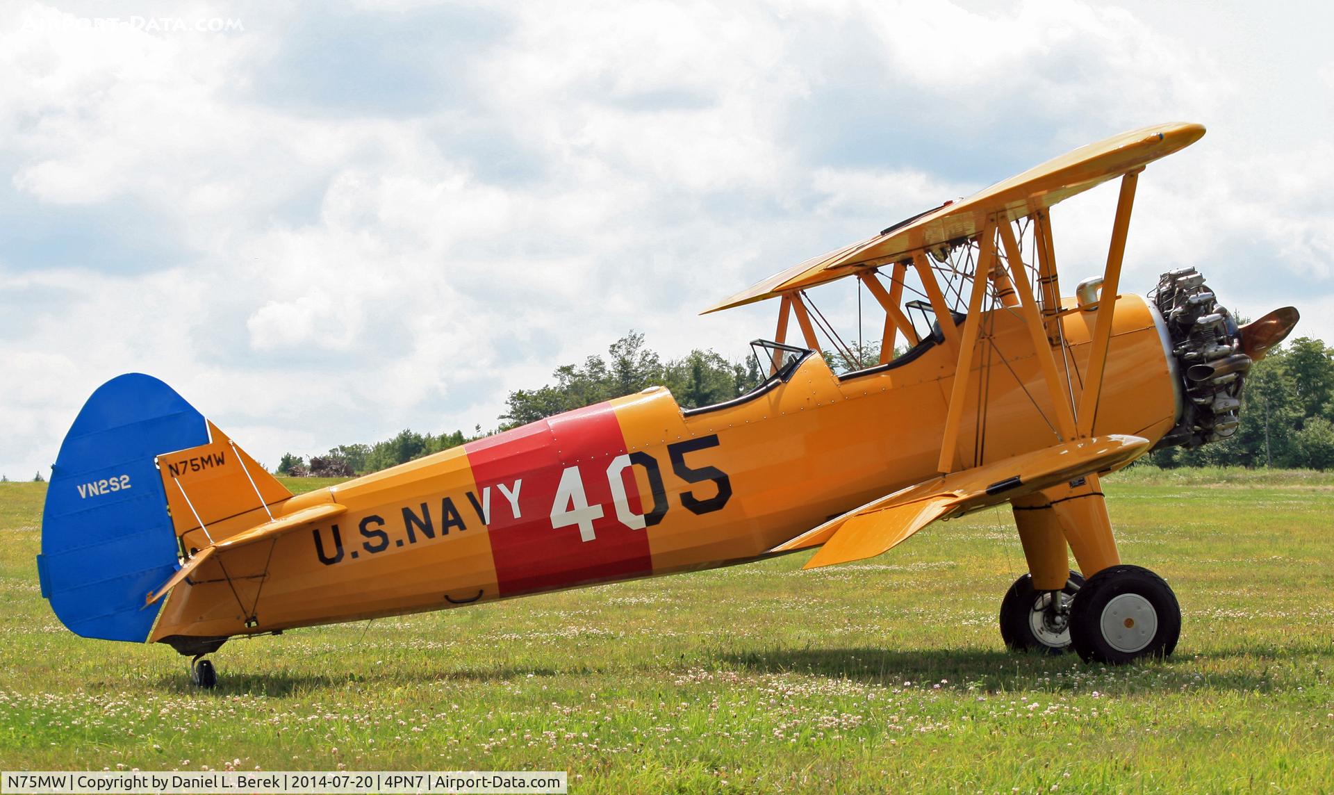 N75MW, 1944 Boeing E75(N2S-5) C/N 75-8405, This fine Stearman is part of the excellent flying collection of classic aircraft of the Eagle's Mere Air Museum.