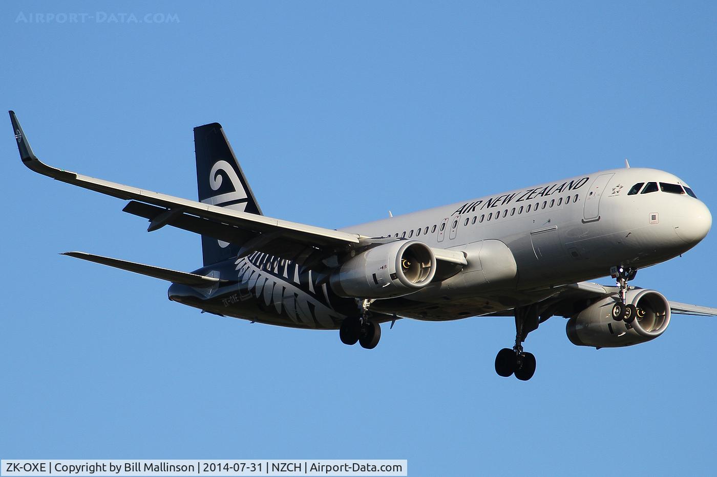ZK-OXE, 2014 Airbus A320-232 C/N 5993, finals to 02