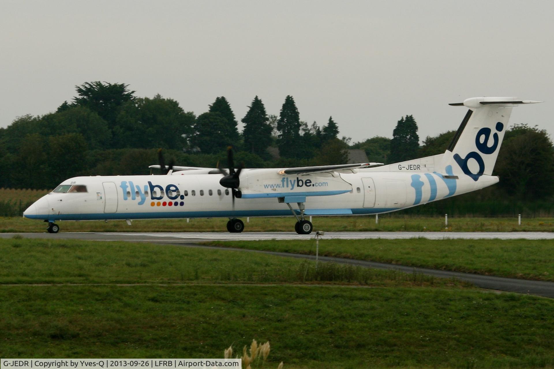 G-JEDR, 2003 De Havilland Canada DHC-8-402Q Dash 8 C/N 4087, De Havilland Canada DHC-8-402Q Dash 8, Take off run rwy 25L, Brest-Bretagne airport (LFRB-BES)