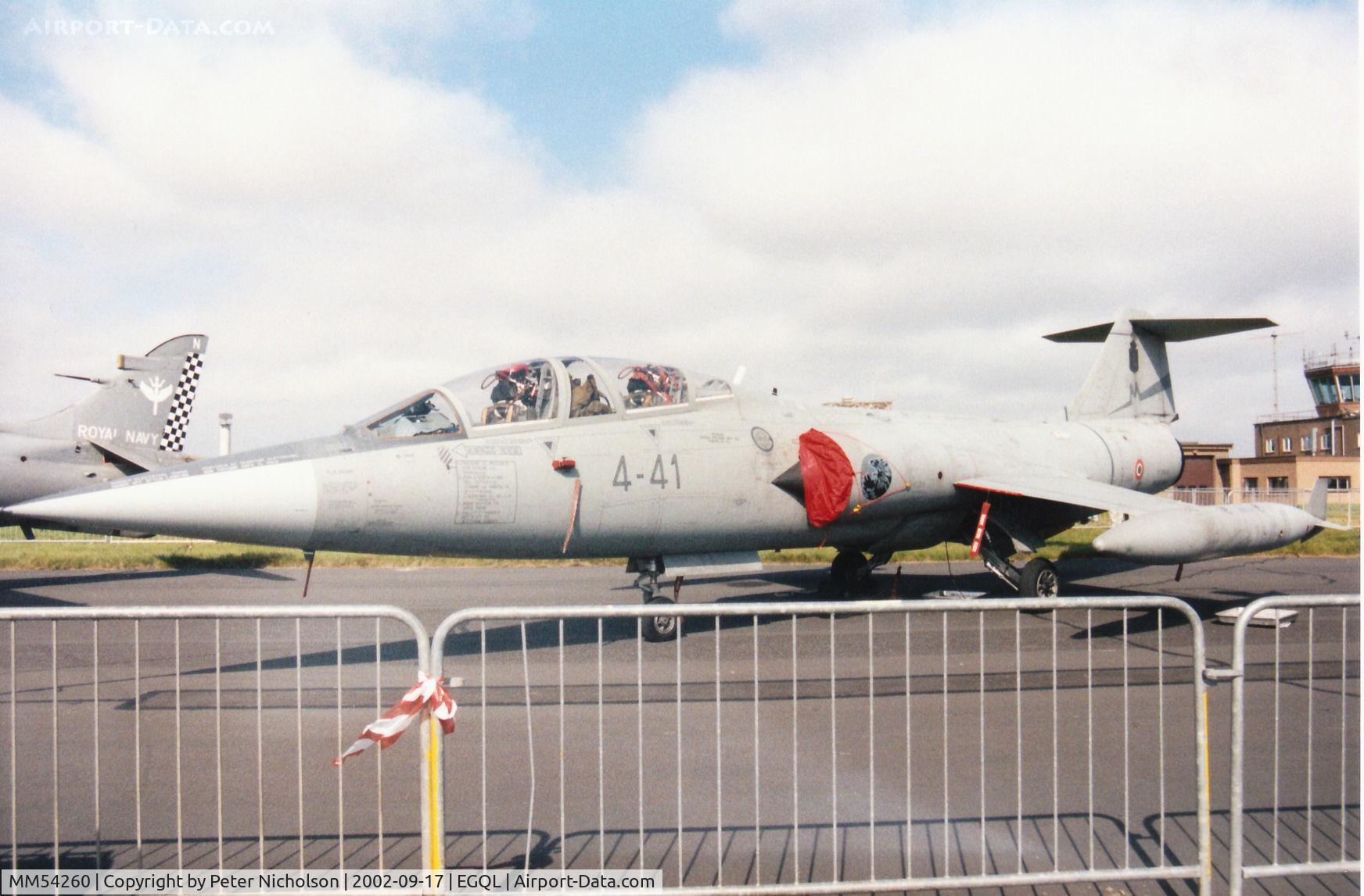 MM54260, Lockheed TF-104G Starfighter C/N 583H-5211, Italian Air Force TF-104G Starfighter, callsign India 4261A, of 4 Stormo on display at the 2002 RAF Leuchars Airshow.