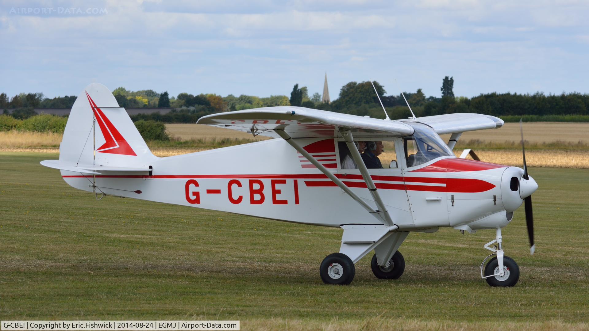 G-CBEI, 1961 Piper PA-22-108 Colt Colt C/N 22-9136, 3. G-CBEI arriving at a superb Little Gransden Air & Car Show, Aug. 2014.