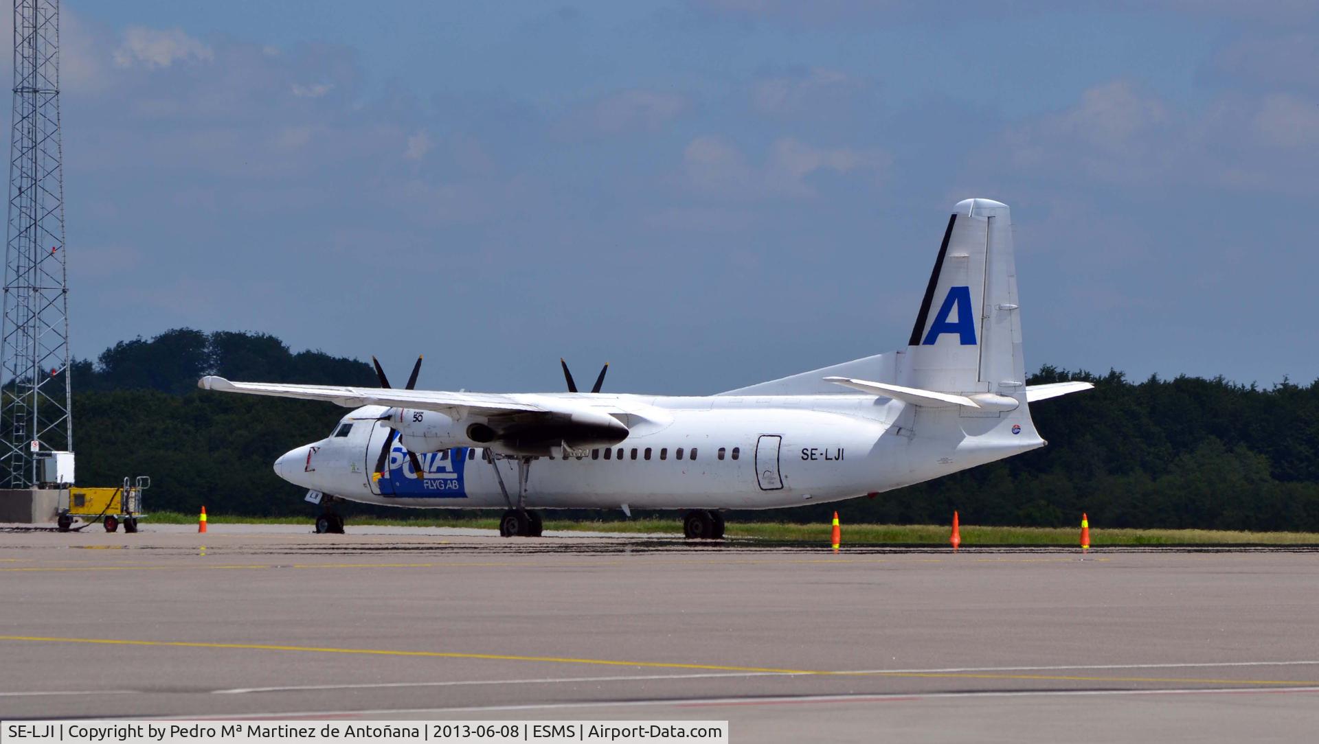 SE-LJI, 1990 Fokker 50 C/N 20180, Aeropuerto Malmö Suecia