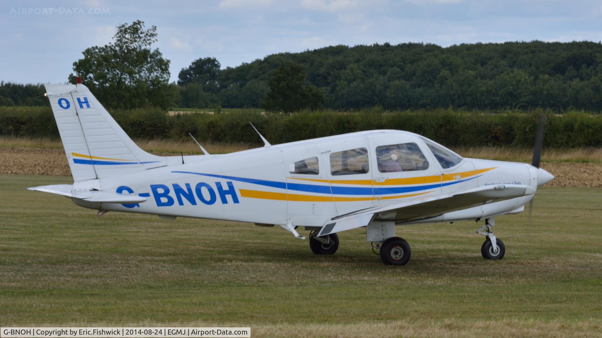 G-BNOH, 1987 Piper PA-28-161 Cherokee Warrior II C/N 2816016, 2. G-BNOH arriving at a superb Little Gransden Air & Car Show, Aug. 2014.