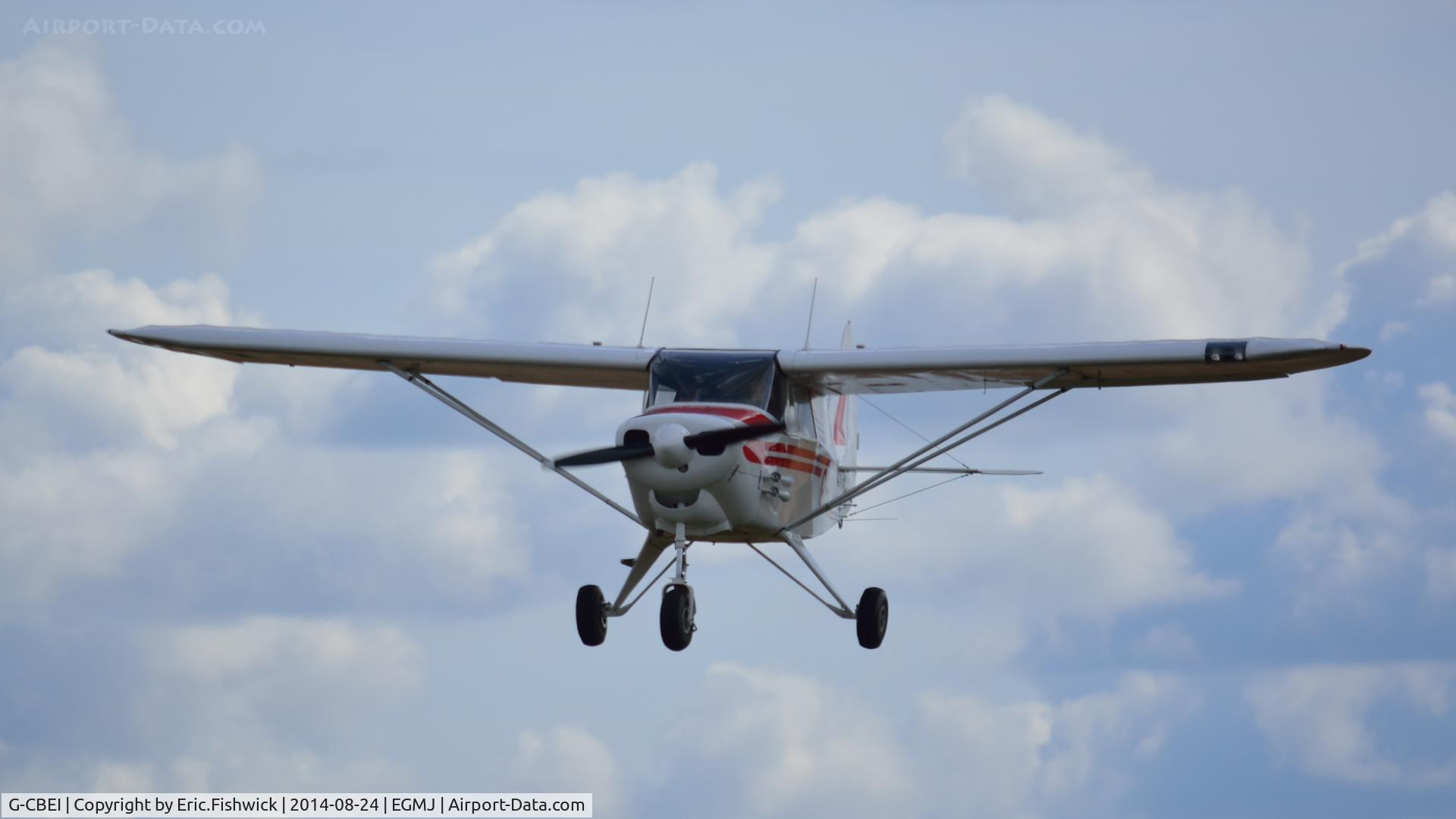 G-CBEI, 1961 Piper PA-22-108 Colt Colt C/N 22-9136, 43. G-CBEI arriving at a superb Little Gransden Air & Car Show, Aug. 2014.