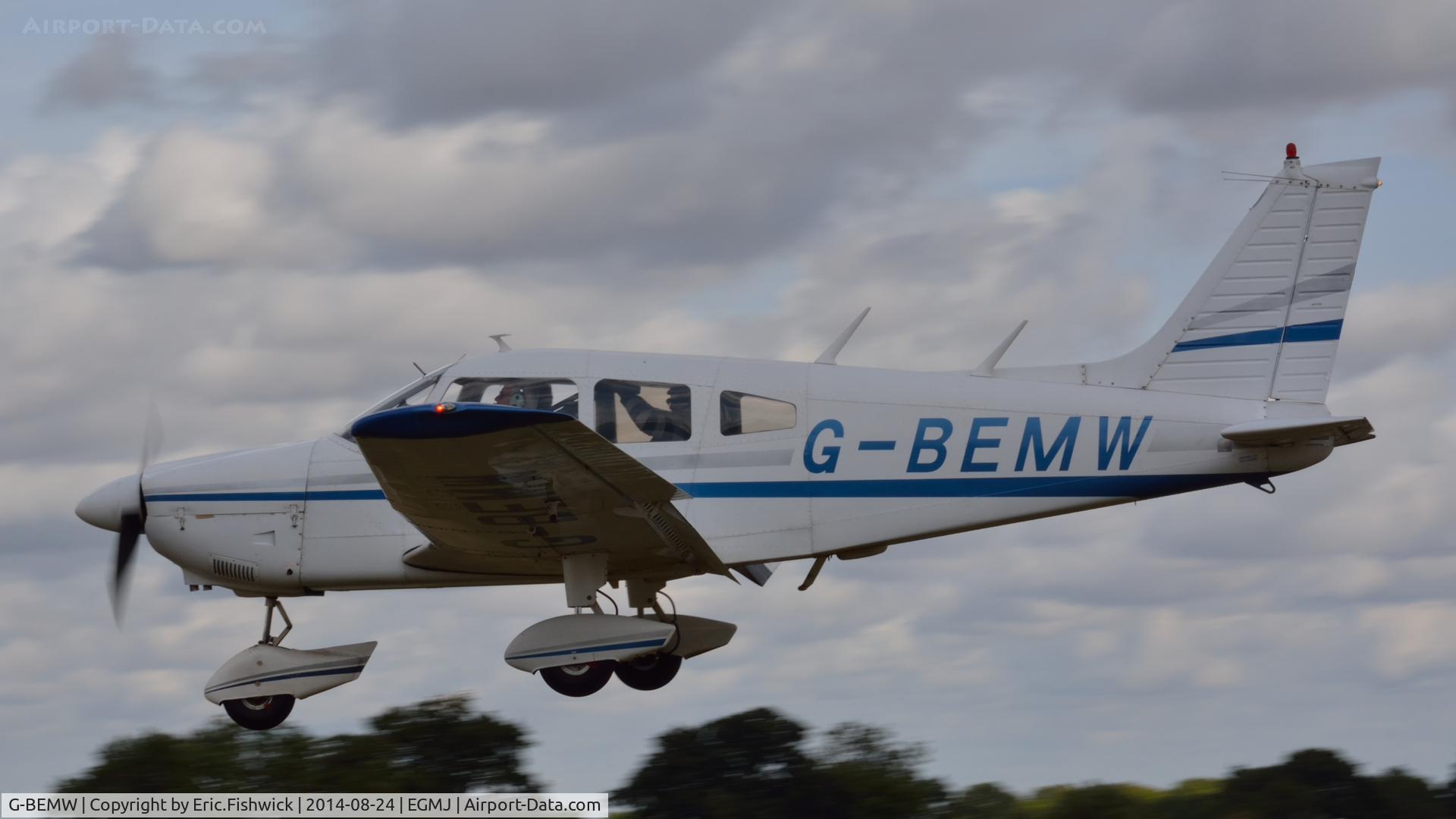 G-BEMW, 1976 Piper PA-28-181 Cherokee Archer II C/N 28-7790243, 41. G-BEMW arriving at a superb Little Gransden Air & Car Show, Aug. 2014.