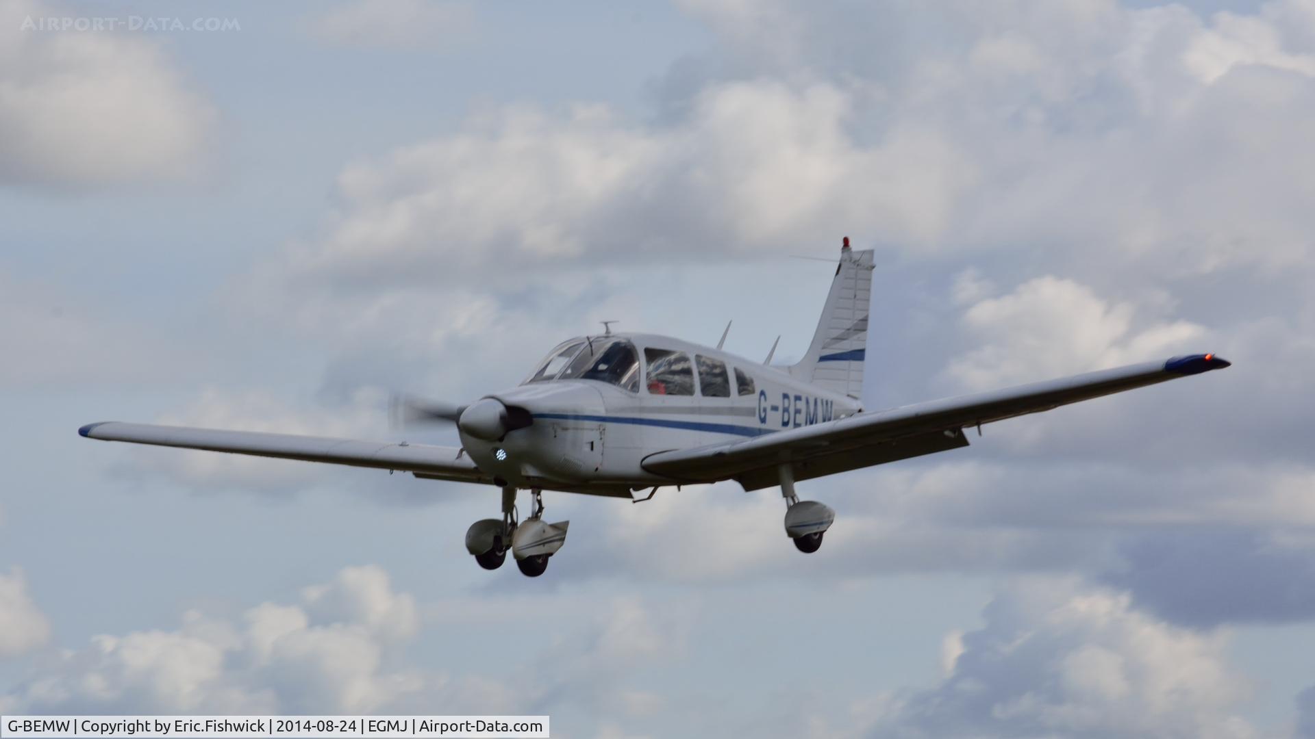 G-BEMW, 1976 Piper PA-28-181 Cherokee Archer II C/N 28-7790243, 43. G-BEMW arriving at a superb Little Gransden Air & Car Show, Aug. 2014.