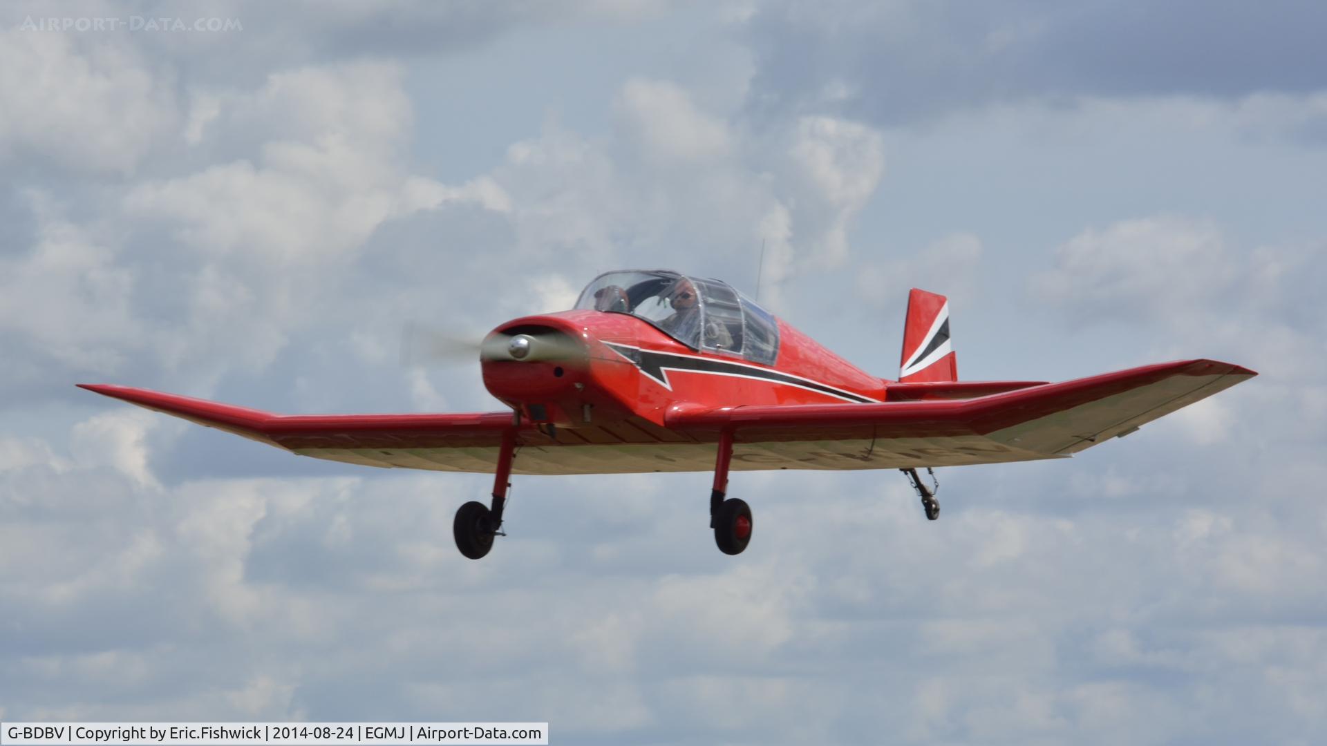 G-BDBV, 1956 Jodel D-11A Club C/N V3, 3. G-BDBV arriving at a superb Little Gransden Air & Car Show, Aug. 2014.