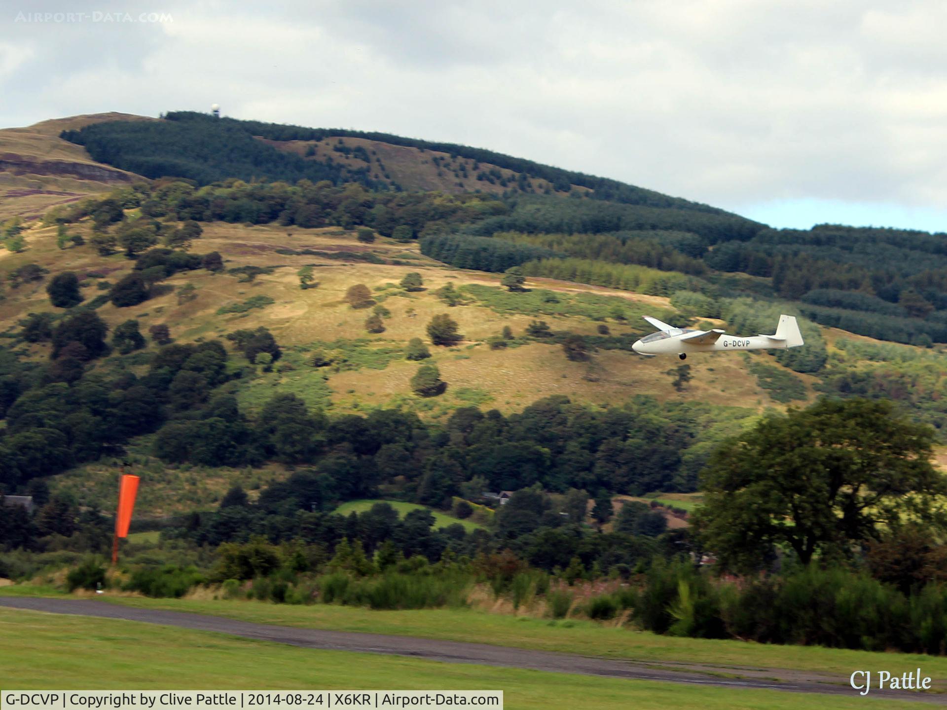 G-DCVP, PZL-Bielsko SZD-9bis Bocian 1E C/N P-597, Panoramic shot of landing at Portmoak, Scotland