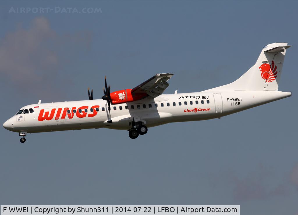 F-WWEI, 2014 ATR 72-600 (72-212A) C/N 1168, C/n 1168 - To be Pk-WGM