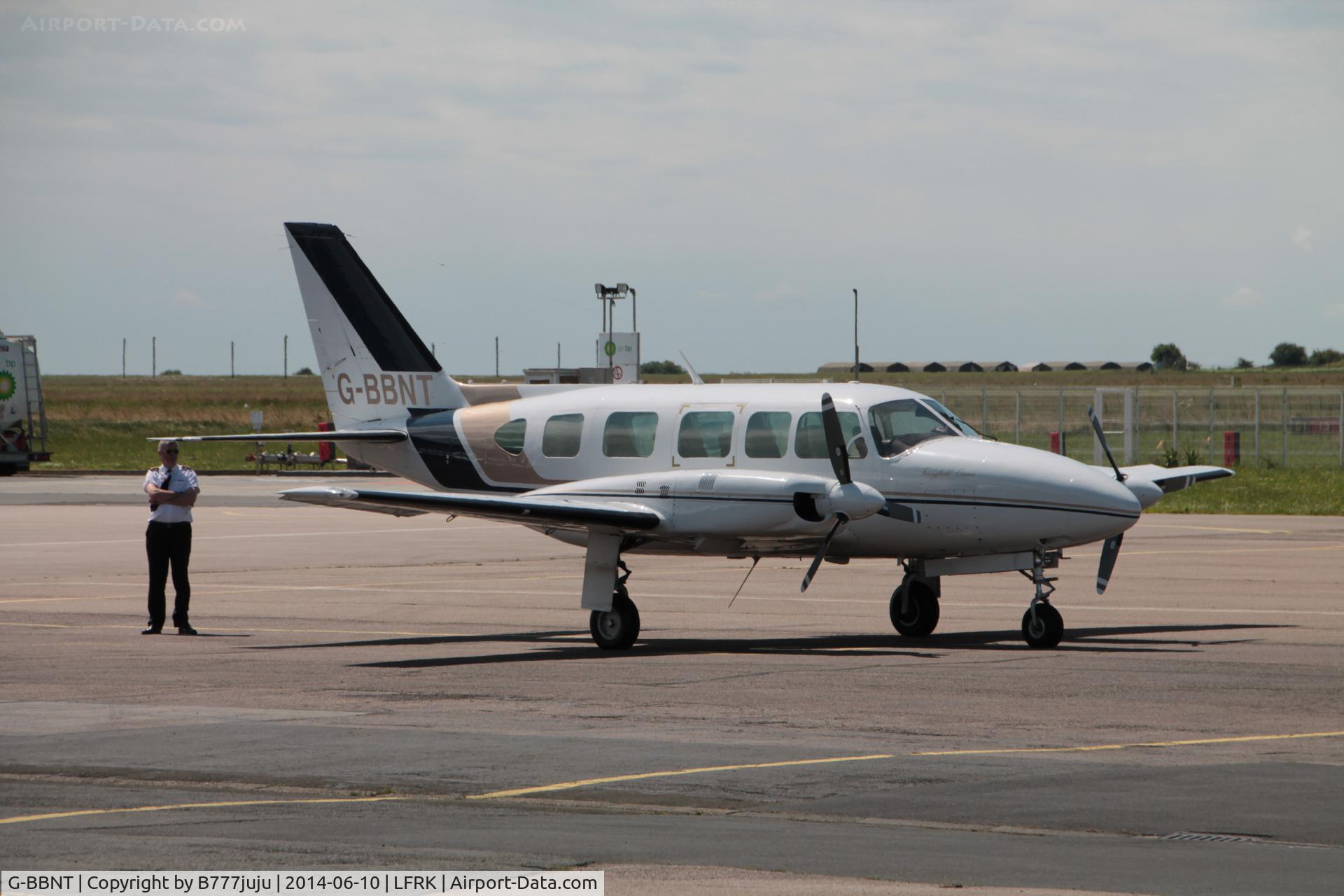 G-BBNT, 1973 Piper PA-31-350 Navajo Chieftain Chieftain C/N 31-7305107, at Caen