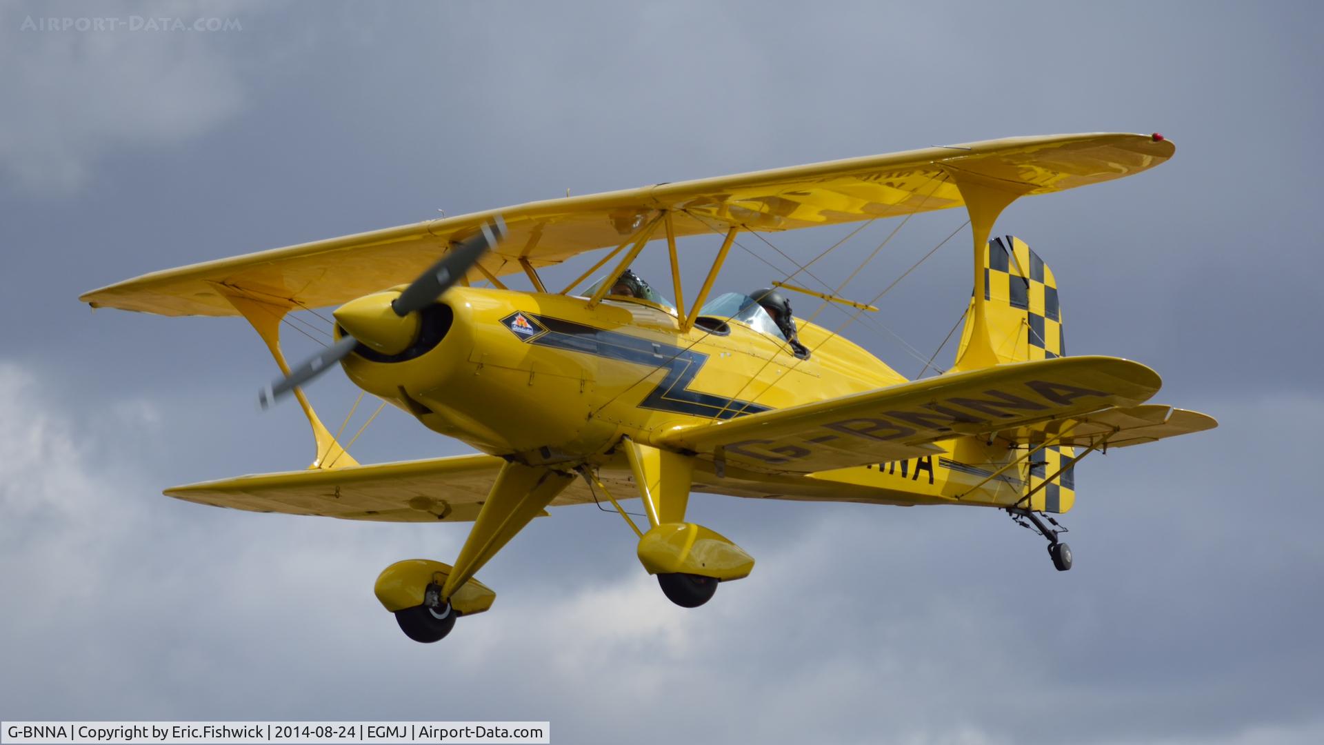 G-BNNA, 1973 Stolp SA-300 Starduster Too C/N 1462, 43. G-BNNA arriving at a superb Little Gransden Air & Car Show, Aug. 2014.