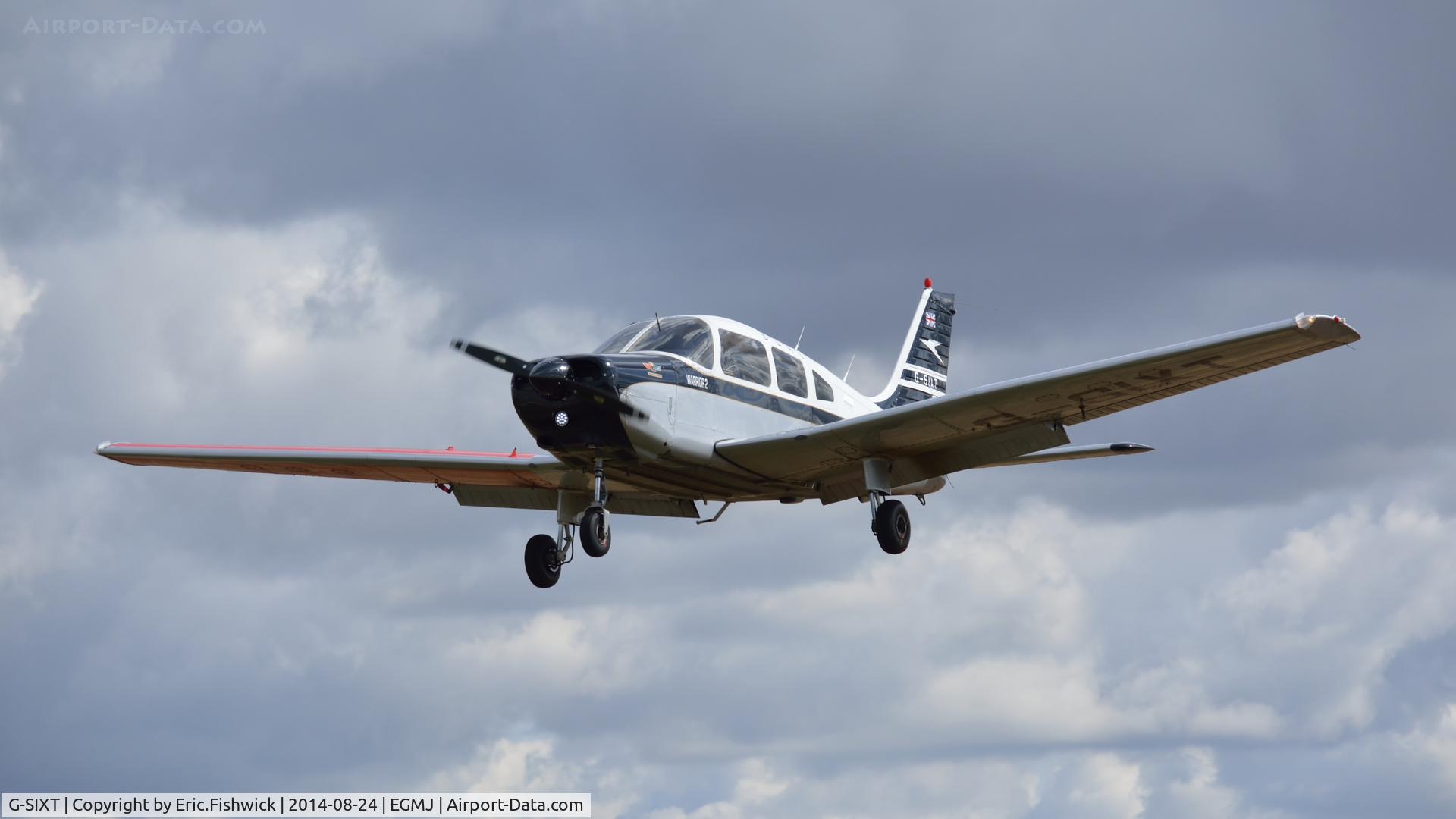 G-SIXT, 1988 Piper PA-28-161 Cherokee Warrior II C/N 2816056, 43. G-SIXT arriving at a superb Little Gransden Air & Car Show, Aug. 2014.