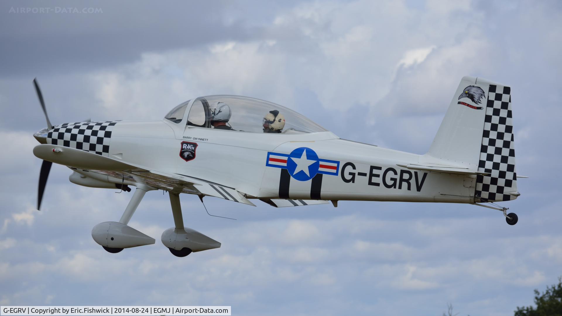 G-EGRV, 2007 Vans RV-8 C/N PFA 303-13639, 41. G-EGRV (Team Raven)  arriving at a superb Little Gransden Air & Car Show, Aug. 2014.