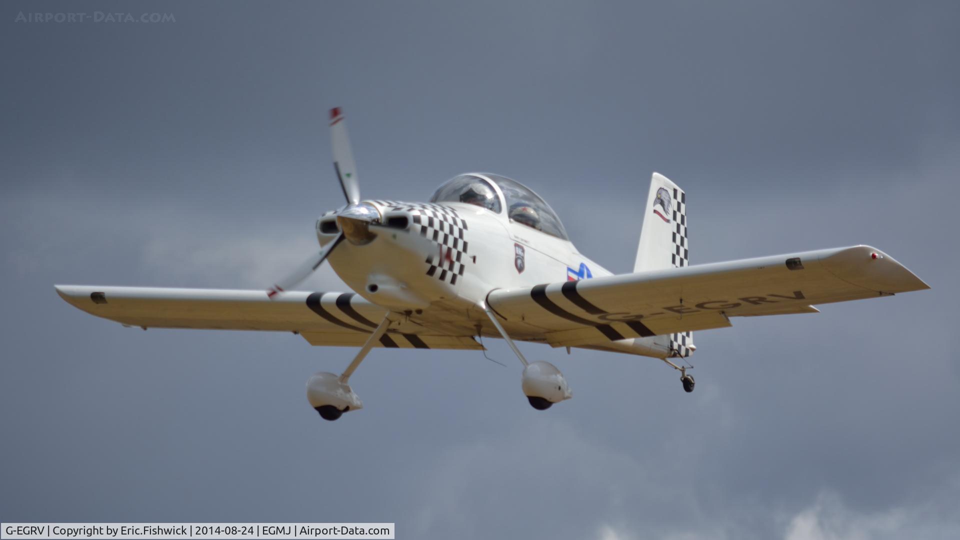 G-EGRV, 2007 Vans RV-8 C/N PFA 303-13639, 43. G-EGRV (Team Raven)  arriving at a superb Little Gransden Air & Car Show, Aug. 2014.