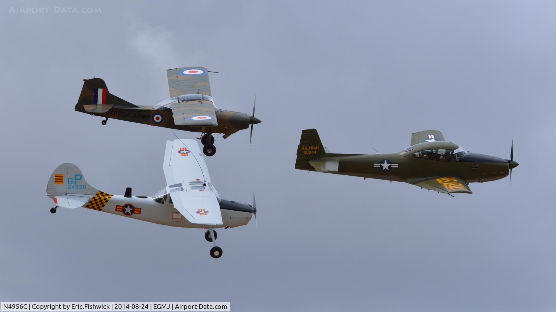 N4956C, North American Navion (NA-145) C/N NAV-4-344, 45. The Navion leading the Auster & Bird Dog at a superb Little Gransden Air & Car Show, Aug. 2014.